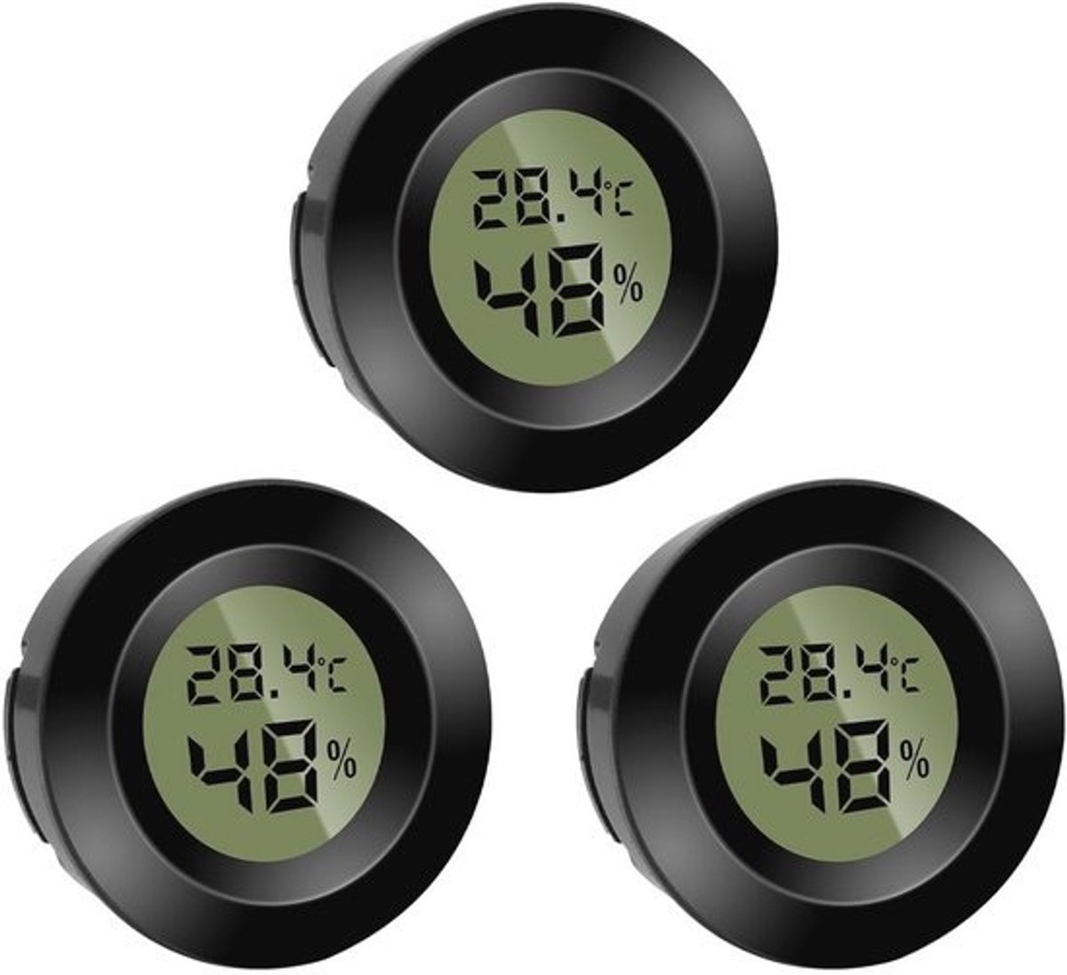 Mini Hygrometer en Thermometer Set - Luchtvochtigheidsmeter voor Binnen, Kantoor en Woonkamer - 3 Stuks