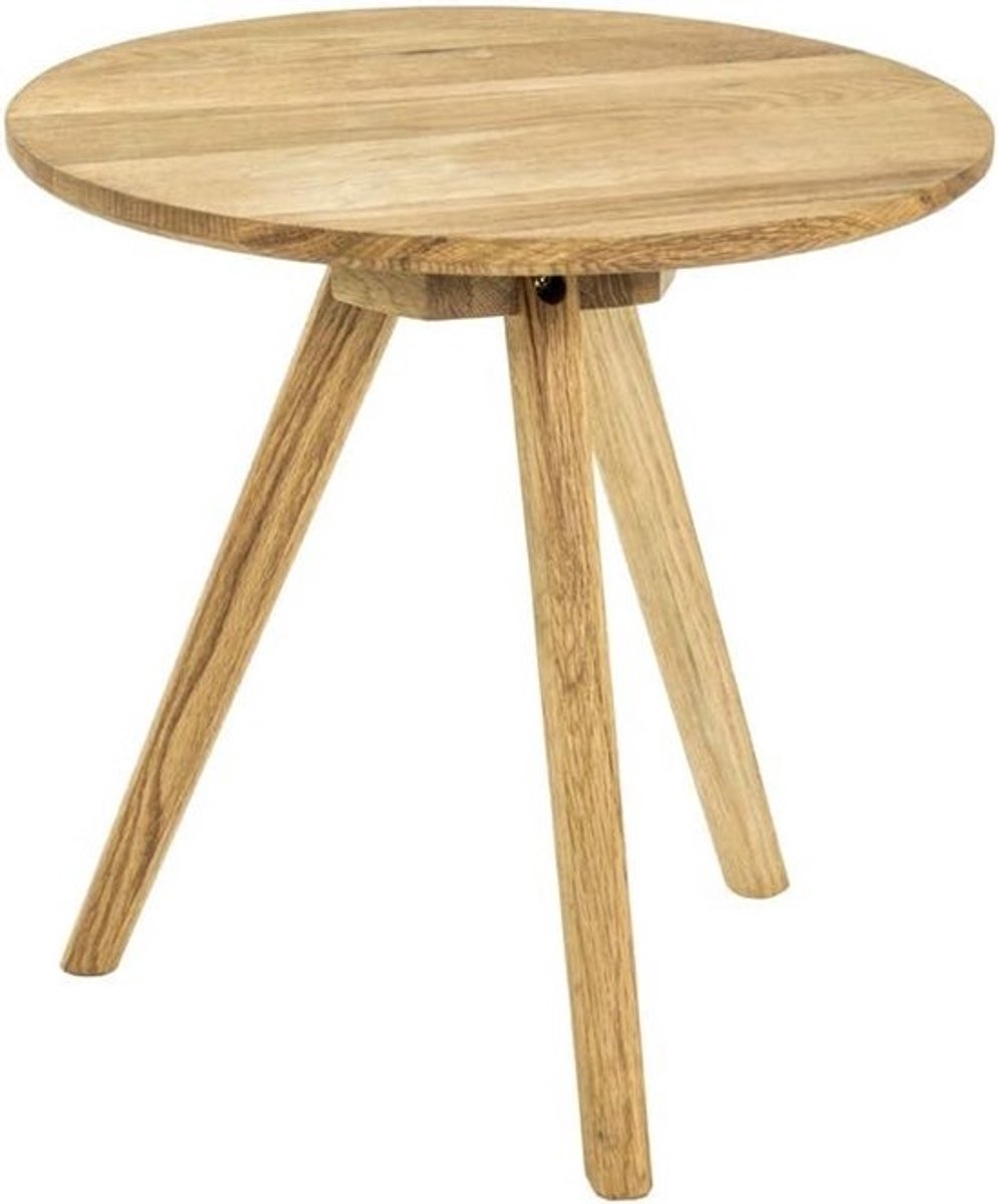 Eikenhouten Bijzettafel Massief Hout en Metaal Rechthoekig