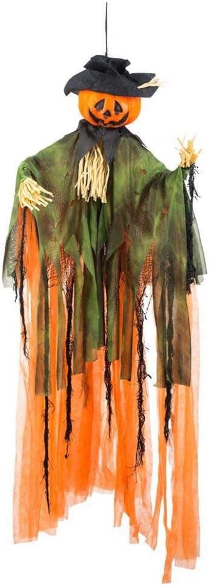 Halloween Pompoen Decoratie Pompoen Oranje Groen Zwart 100cm 72035