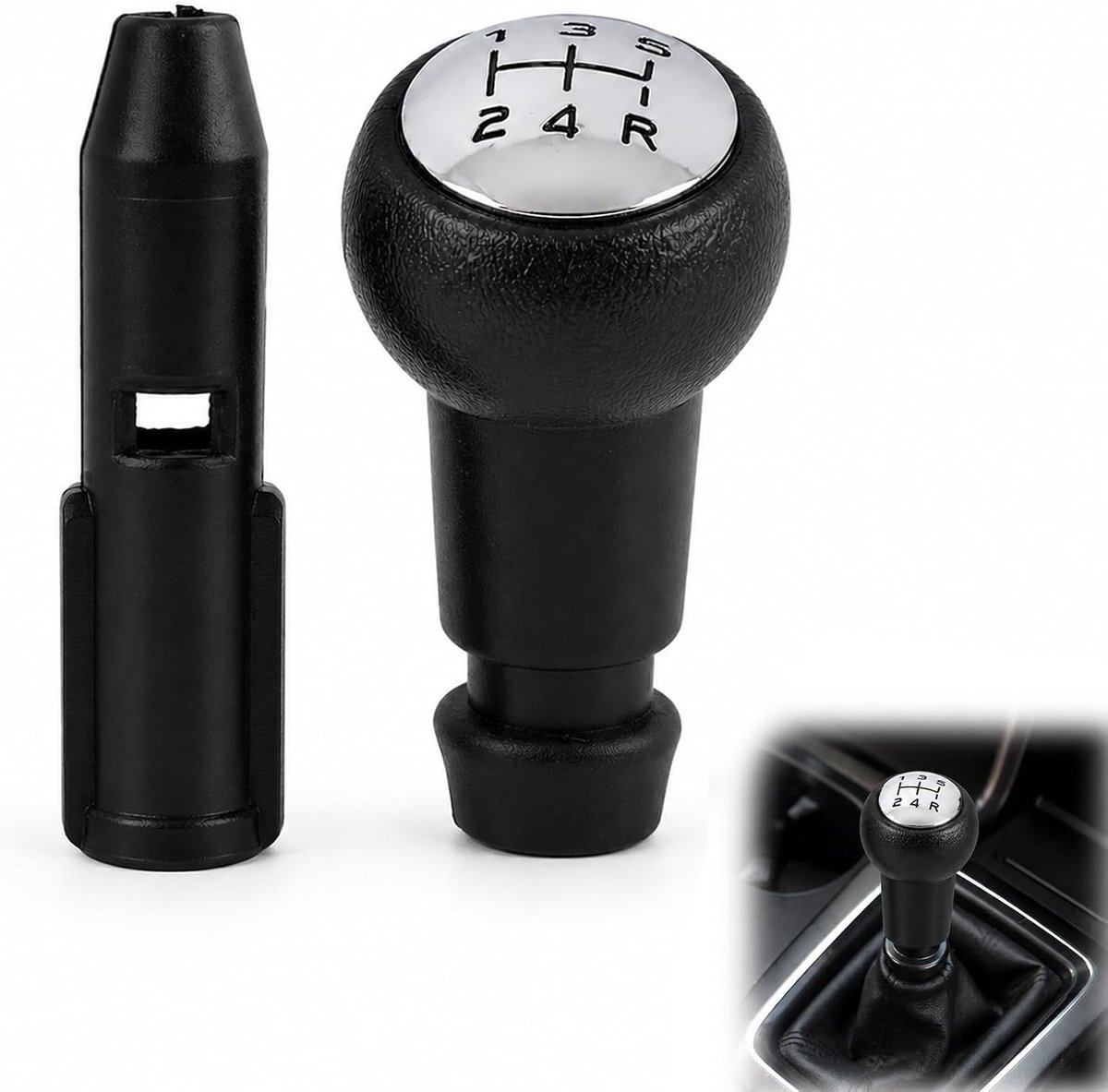 1 stuk versnellingspookadapter, handmatige 5 versnellingspook met duurzame chroom afwerking, comfortabel en duurzaam, voor auto 106 107 206 207 301 306 307 308 2008 3008 5008 C2 C3 C4 B6 B9