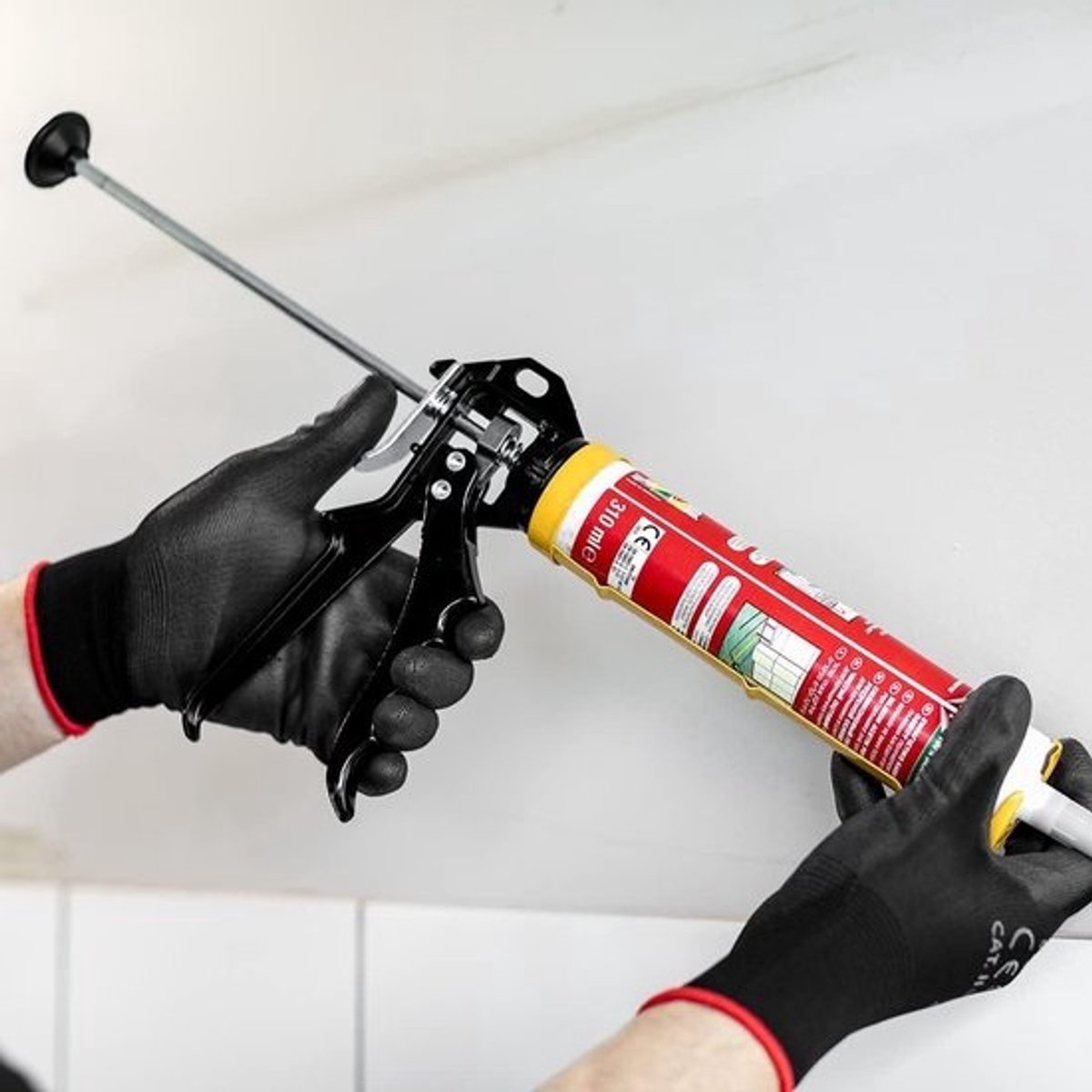 Pers cartridgepistool met ergonomische handgreep - 400 ml krachtoverbrengingsverhouding 25:1 - 12:1 licht siliconen pistool - A2050-190400 zilver