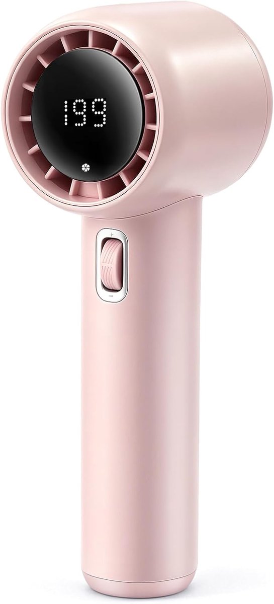 Draagbare Handventilator, Snelheid (1-199) Instelbare Windniveaus, 2.0 Snelladen, 3500 mAh Batterij, voor Reizen/Sport/Kamperen/Werk (Roze)
