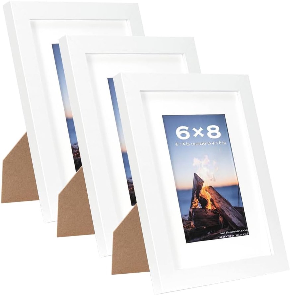 Lijsten van hout voor tafelblad en wandmontage, met 6x4 mat, 8 x 6 cm
