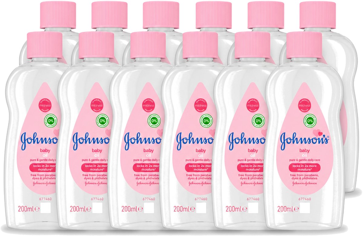 12 x Johnson's - Baby Olie - Puur & Zacht - 200 ml - Voordeelverpakking - 12 stuks