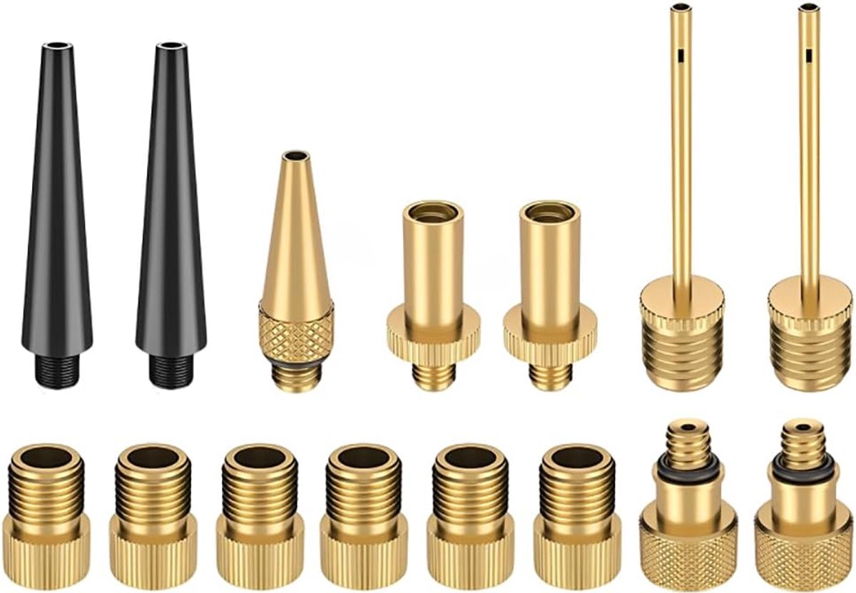 15 Delige Ventielomvormerset - Messing Fietsventieladapter Schrader Ventiel, Presta Ventiel, Dunlop/Woods Fietsbandventieladapter (AV DV SV)