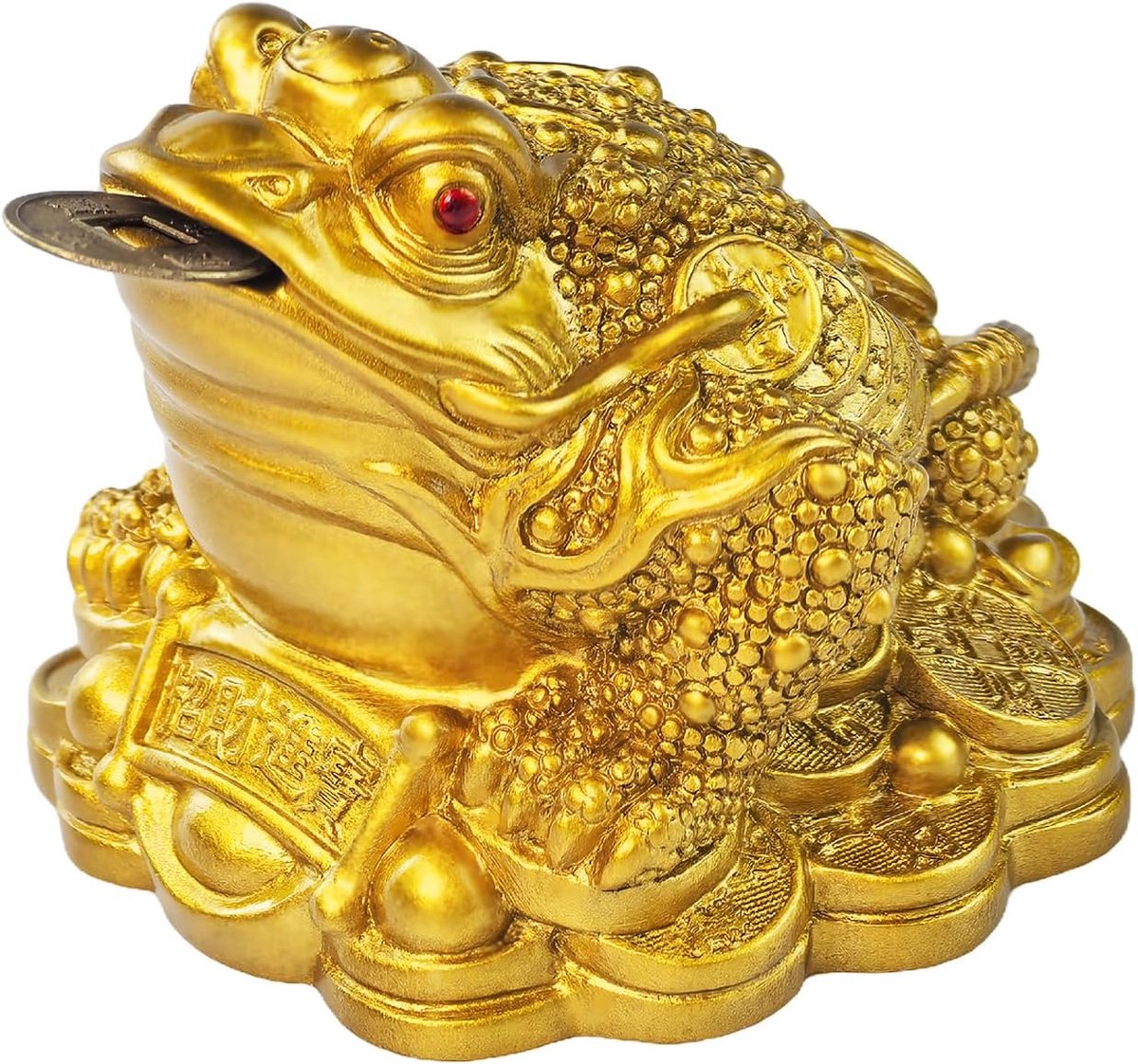 Kikker/pad, Feng Shui geld pad kikker schatbak beeldje met munt, geld kikker pad munt voor thuis kantoor studeerkamer woonkamer kantoor winkel auto decoratie (6 x 6 x 5 cm)