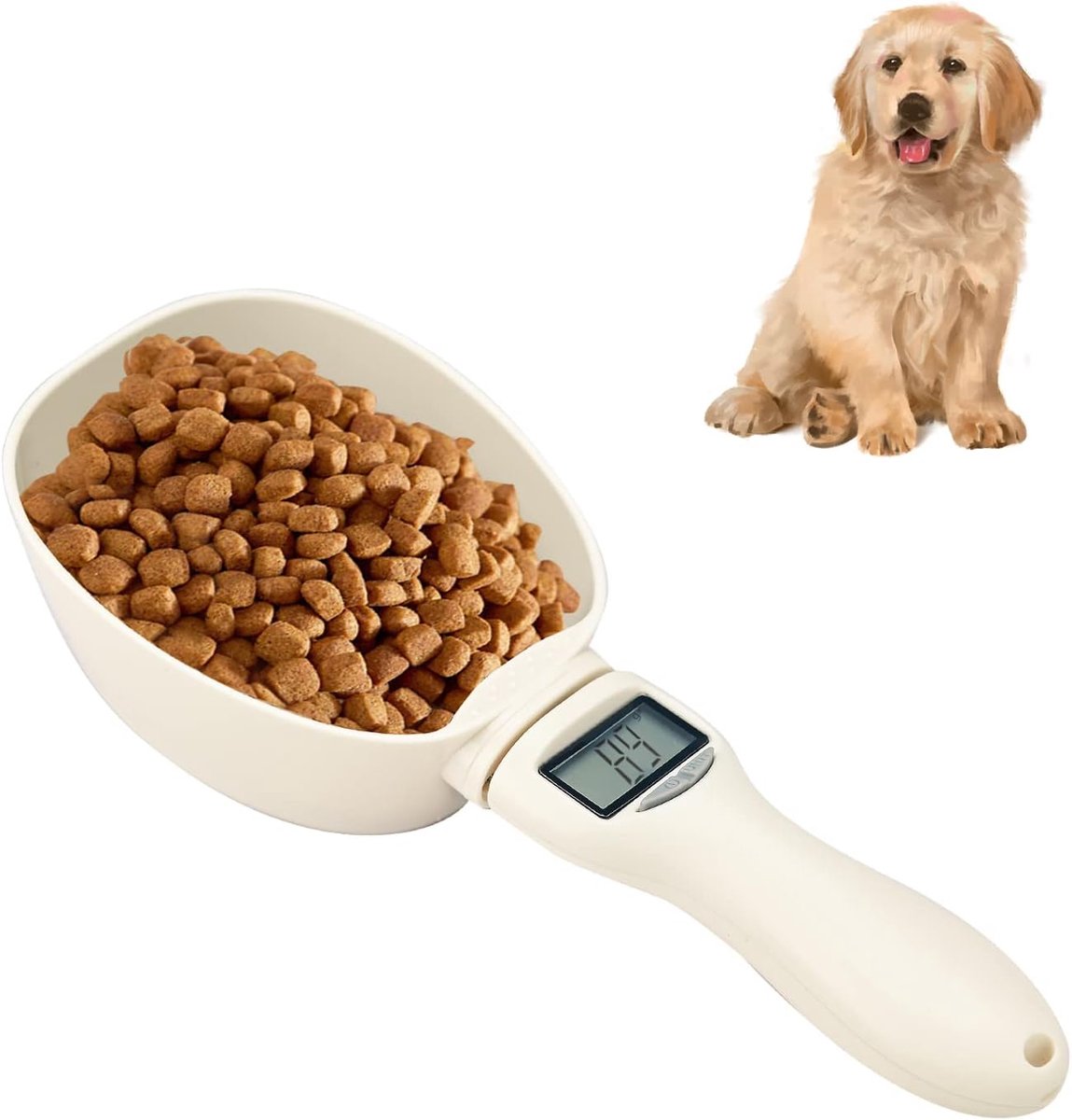 Maatschepschaal, digitale keukenmaatlepel voor hondenkat, nauwkeurige hondenvoer maatschep, maatschepje voor vloeistof/droog product, max 800 g