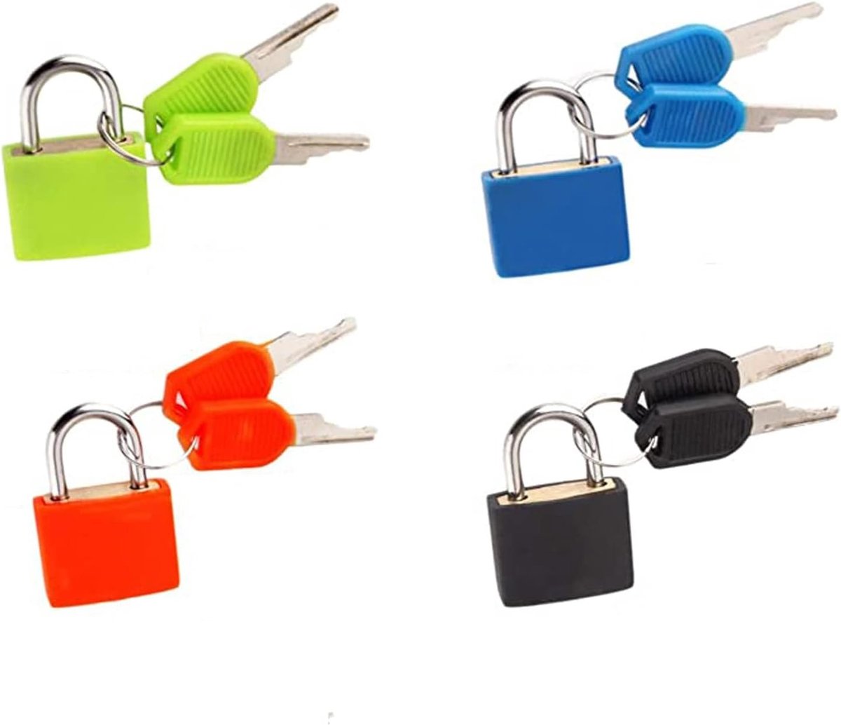 4 Stuks Koffersloten met Sleutels, Kleine Hangsloten voor Bagage, Reisaccessoires voor Koffers, School en Gym Lockers, Laptop Tassen en Veiligheid