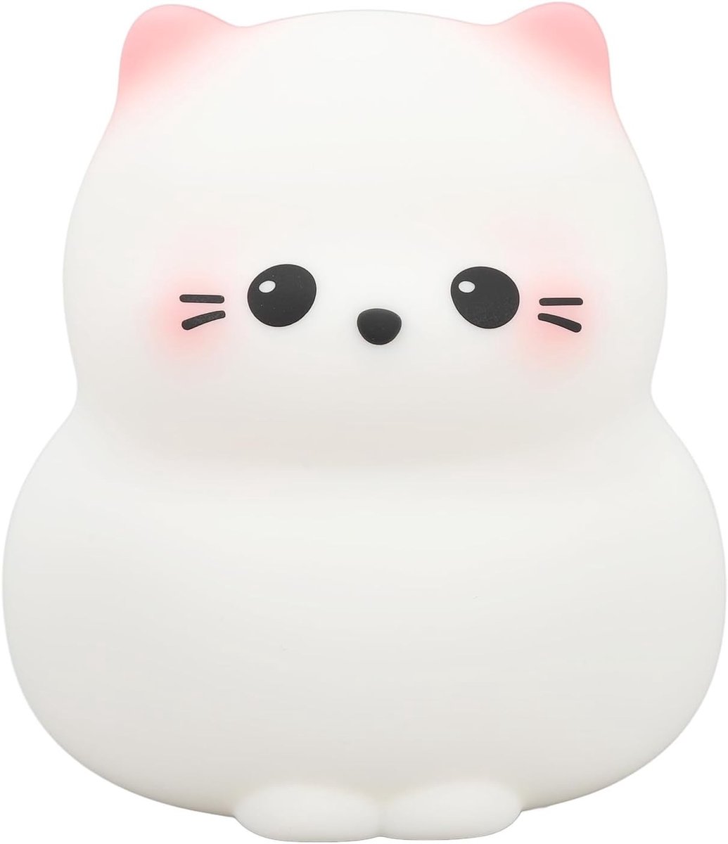 Kattennachtlampje USB Oplaadbaar - Zachte Siliconen Kinderkamerlamp met Warm Licht, Oplaadbare Batterij en 3 Helderheidsniveaus voor een Sfeervolle Kinderkamer