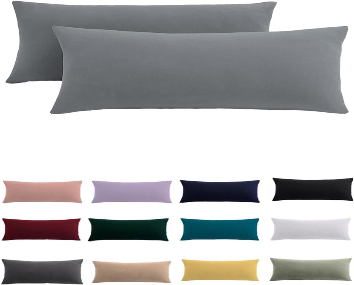 SP® Zijslaapkussen - Kussenovertrekken - Zijslaper Kussenhoes - Grijs - 145cm x 40cm x 15cm