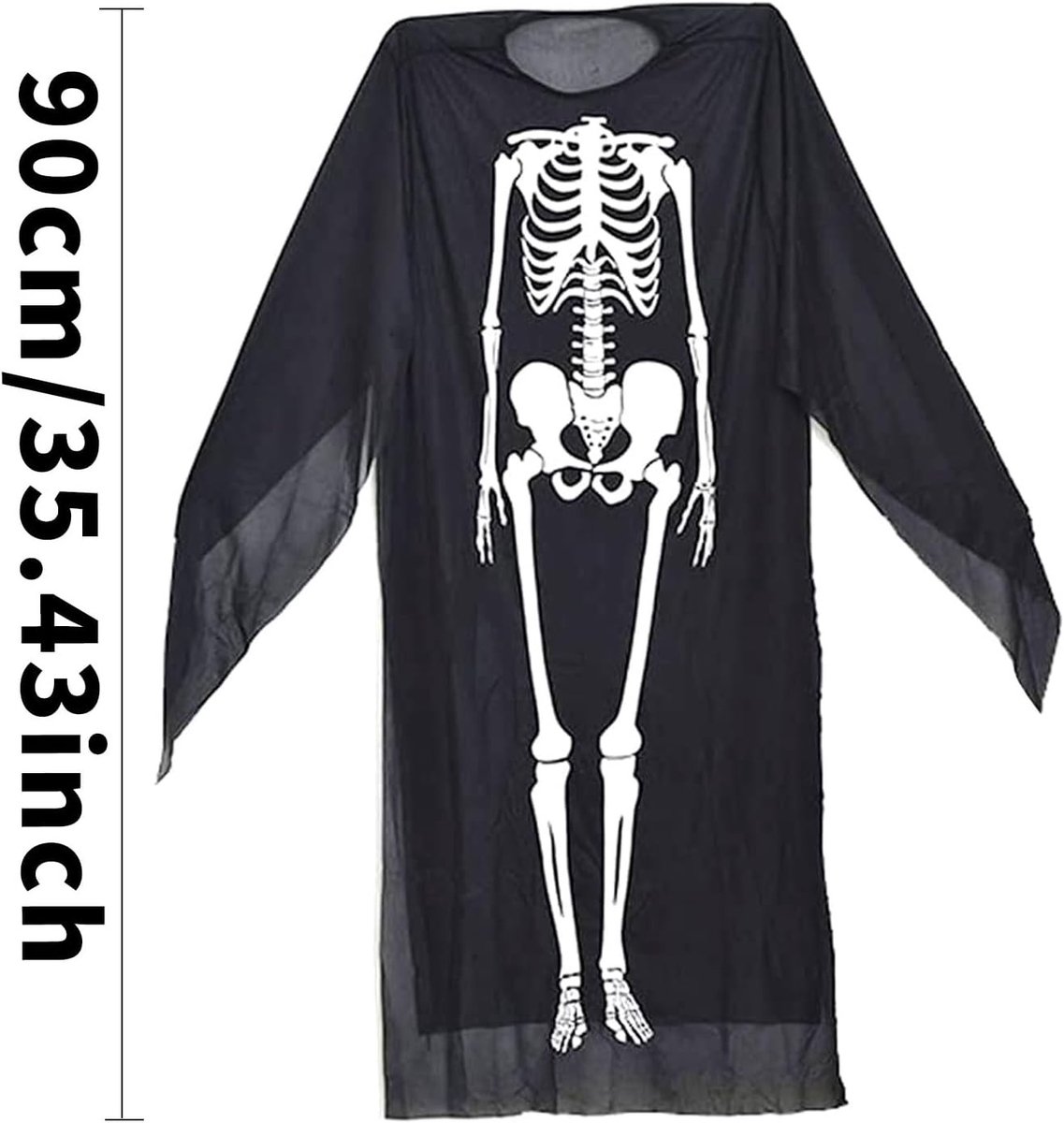 Griezelig Skelet Kostuum voor Kinderen, Perfect voor Halloween en Carnavalsfeesten, 90 cm, Tweede Huid Effect