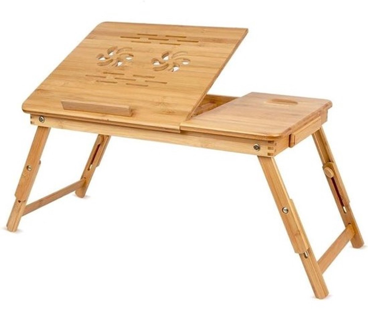 Bamboe Ontbijttafel met Telescopische Poten - Voor Sofa en Bed - 60 x 40 x 25 cm