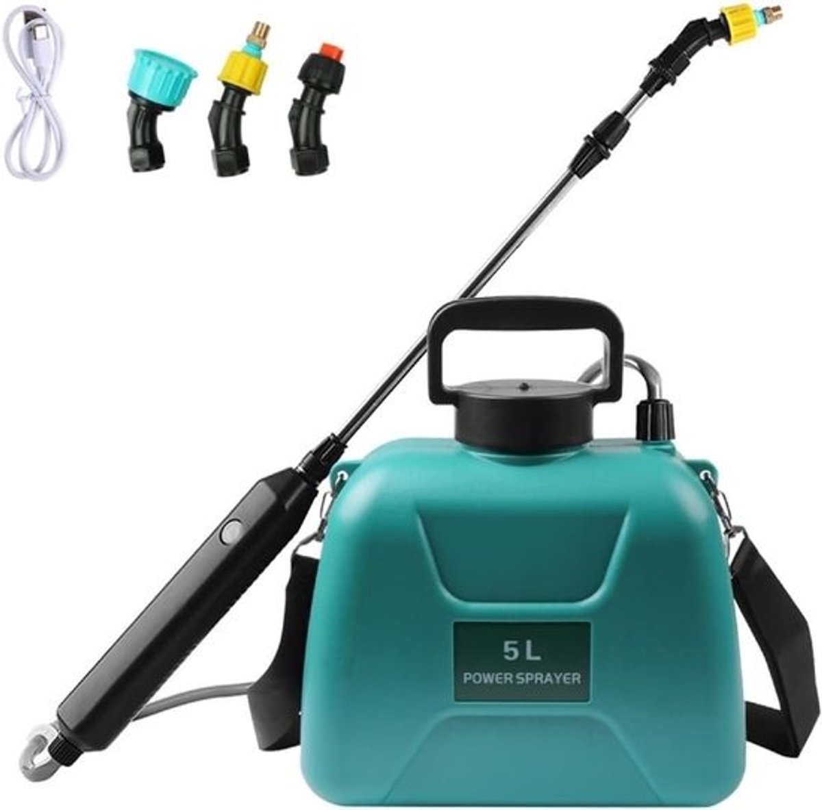 Elektrische Plantenpomp - Wit - 5 L - Oplaadbare Schouderpomp met Ergonomische Riempjes - Voor Tuin en Moestuin