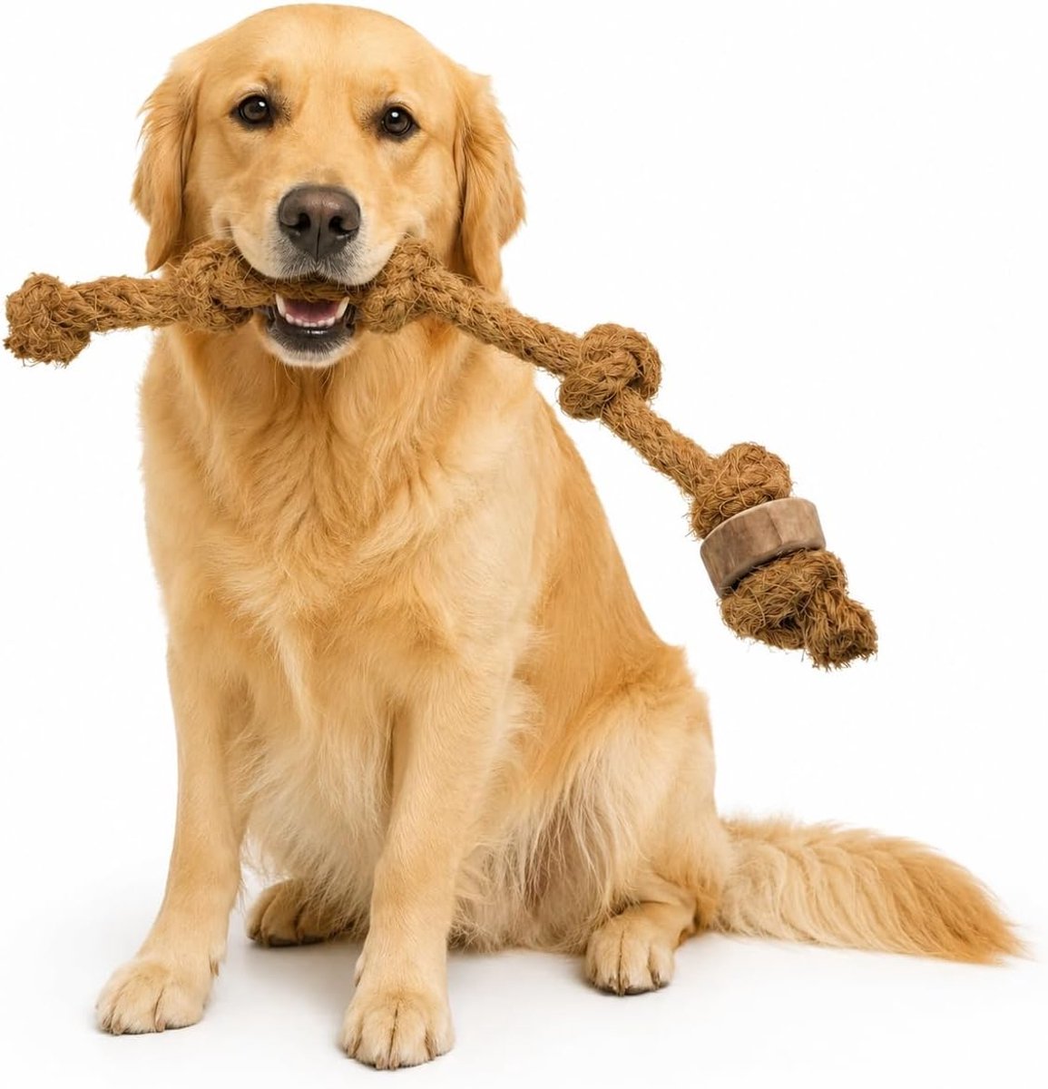 Touw Hond Speelgoed met Kaneel Hout - Sterk Touw Voor Honden Speelgoed & Interactieve Puppy Sleepboot