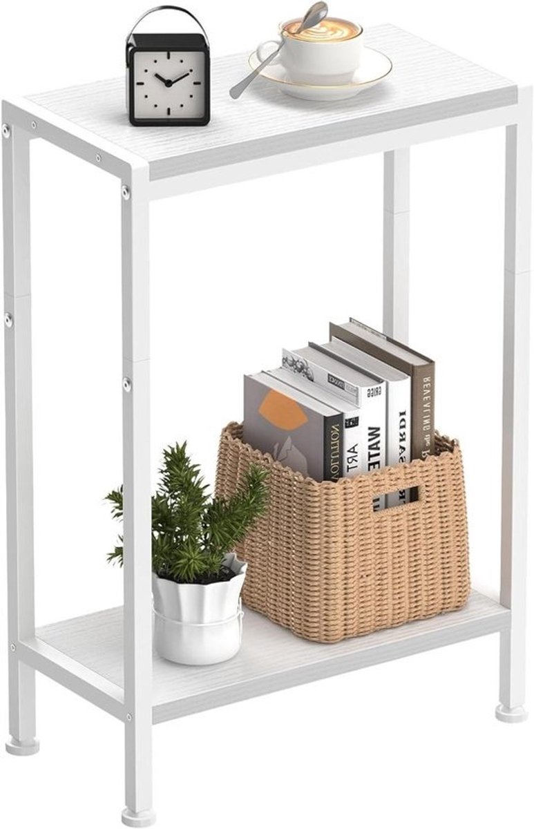 Bijzettafel - Nachtkastje Tafel - Ruimte Besparen - Smal Ontwerp - 20x43x57 cm - Wit