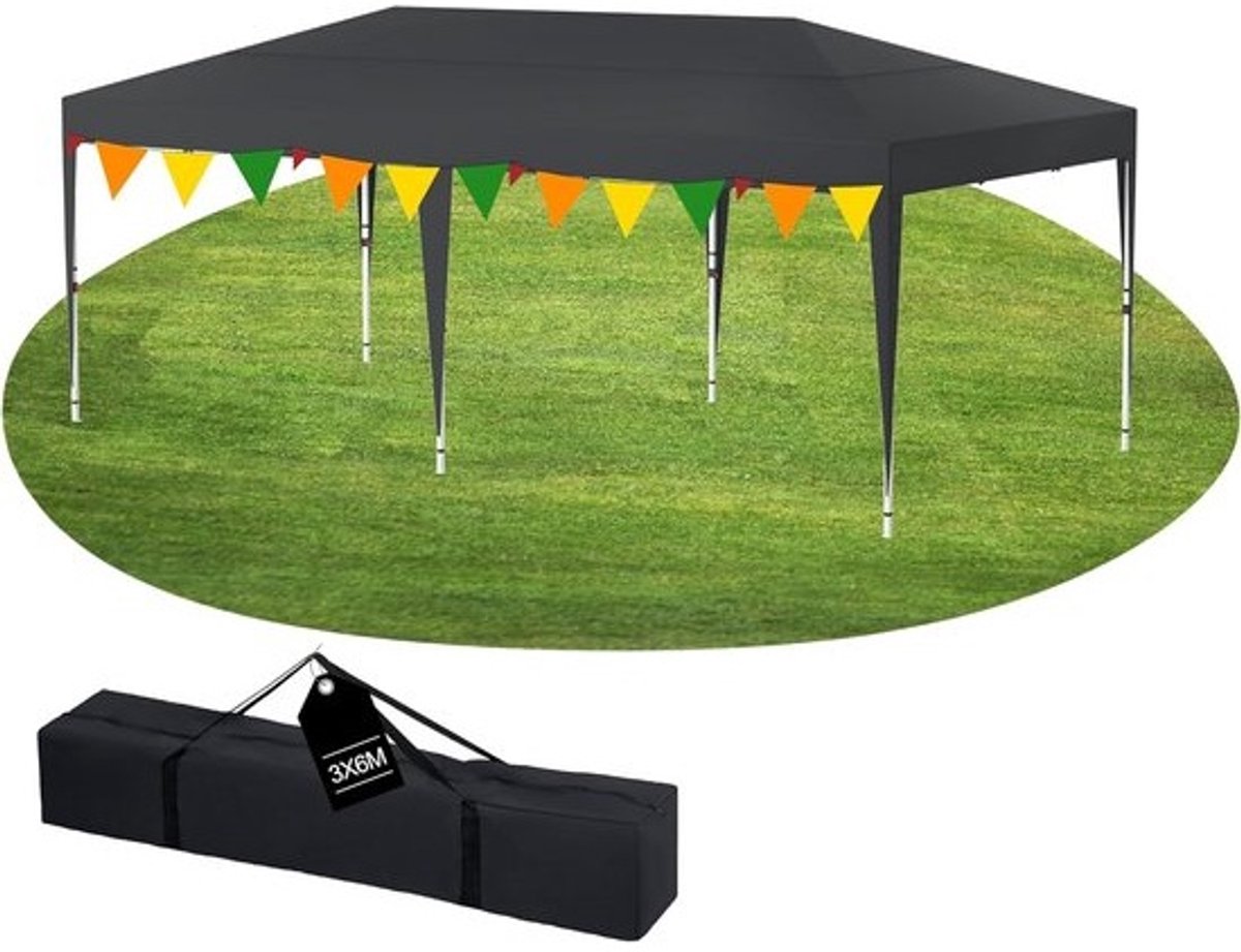 3x6m Pop-up Partytent - In Hoogte Verstelbaar Paviljoen met Zijwanden