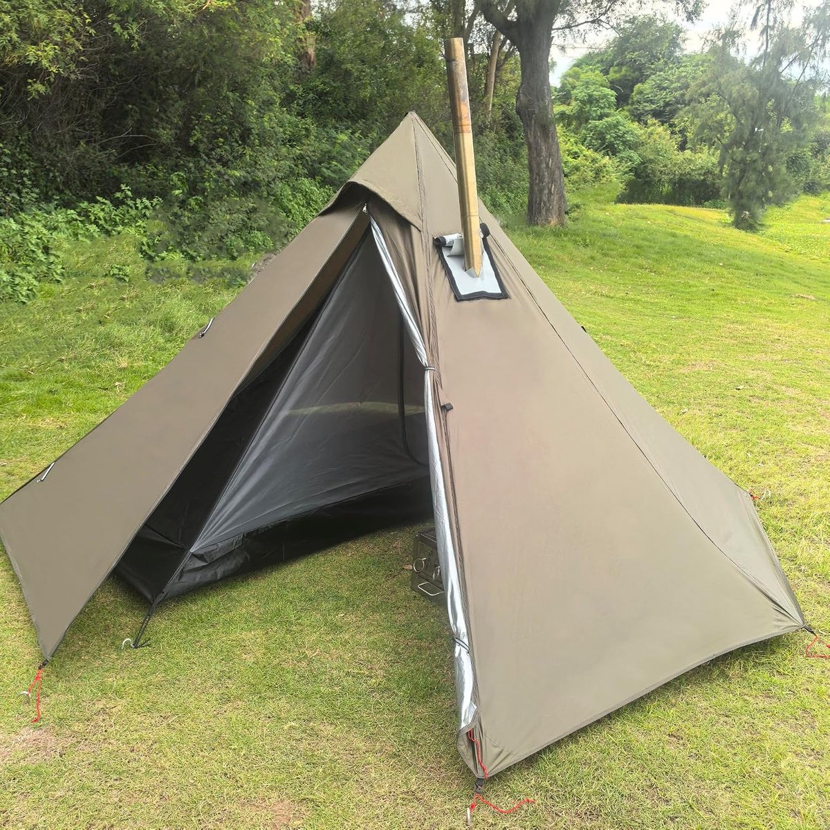 1 Personen Tent Tipitent 4 Seizoenen Piramide Tent Outdoor Backpacken Wandelen Trekking met Schoorsteen campingtent