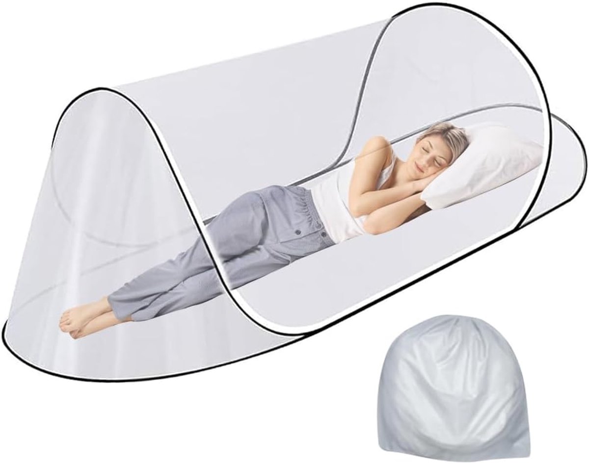 Muggennet, 200 x 80 x 56 cm Ultralicht Reismuggennet, Opvouwbaar Muggennet, Pop-Up Muggennets voor Eenpersoonsbedden, voor Slaapkamers, Kamperen
