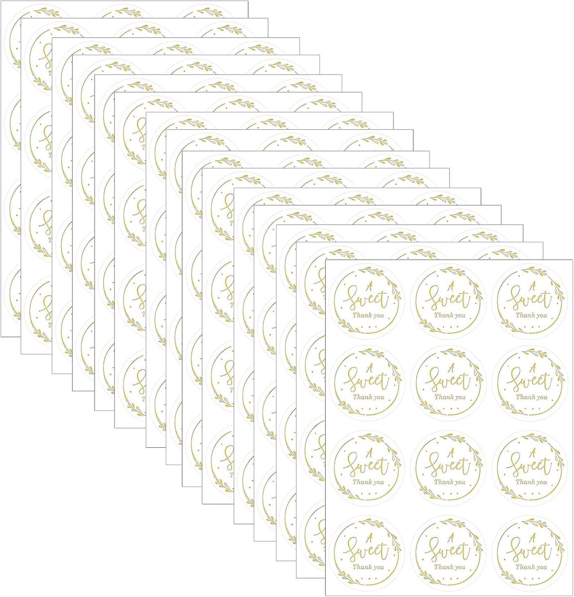 Ronde gouden folie stickers, 180 stuks, voor bedankjes, cadeauverpakking, enveloppen en kaarten