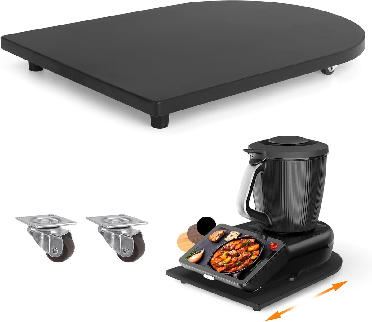 Schuifplank voor Thermomix TM7, snel bewegen, rolplank voor Thermomix Vorwerk keukenmachine TM7 accessoires onderlegger plank (bamboe)