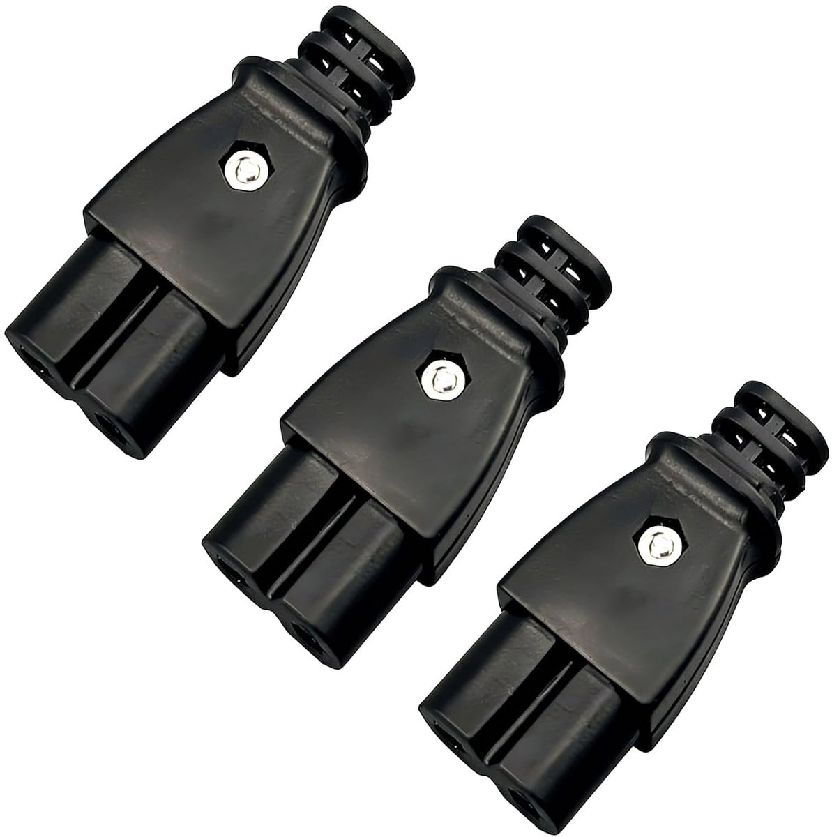 3 stuks C8/C7-stekker IEC-inlaatmodule, rechte stekker, 2-polige warmapparaatstekker, 250 V AC 2,5 A apparaatstekker voor veilige stroomvoorziening