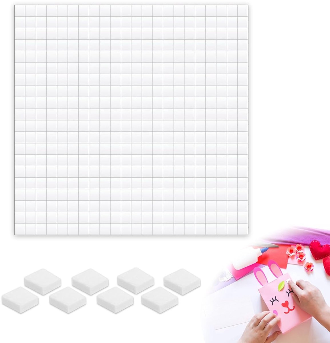 2400 stuks 3D-kleefpads, 2 mm dik, voor shaker-kaarten en scrapbooking, dubbelzijdige kleefpunten, 5 x 5 mm, wit, schuimrubberen kleefkussen om te knutselen, doe-het-zelf accessoires, handwerk