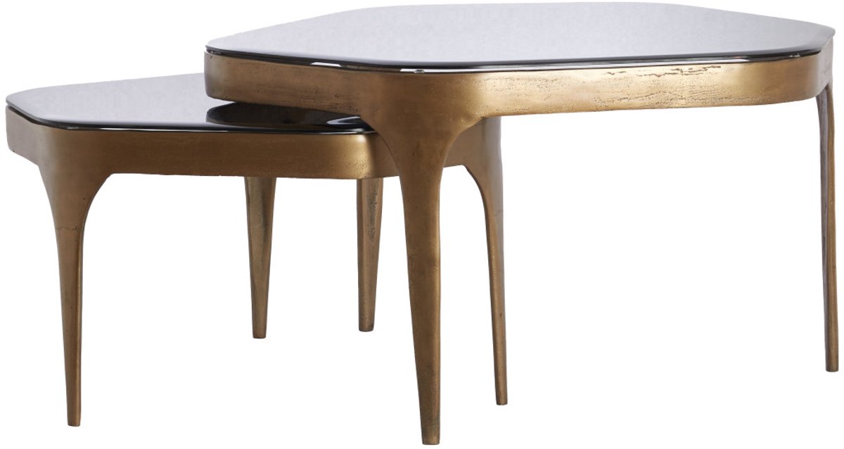Light & Living Salontafel AVI - 77x70x42 cm - Grijs - Set van 2