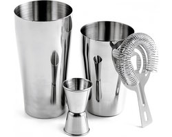 3-delige set roestvrijstalen Boston-shaker: WANDGU 450 ml + 600 ml cocktailshaker barset, 304 roestvrijstalen Boston-cocktailshaker, professionele baraccessoires voor alle barkeepers en thuis