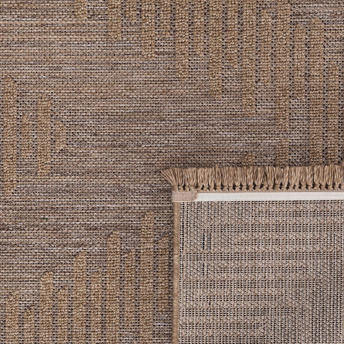 Home Buiten Vloerkleed Tapijt Voor Binnen En Buiten Balkon Terras Keuken Tapijt Boho Patroon Bloemen Geometrisch, Maat:80x150 cm, Kleur:Beige 4