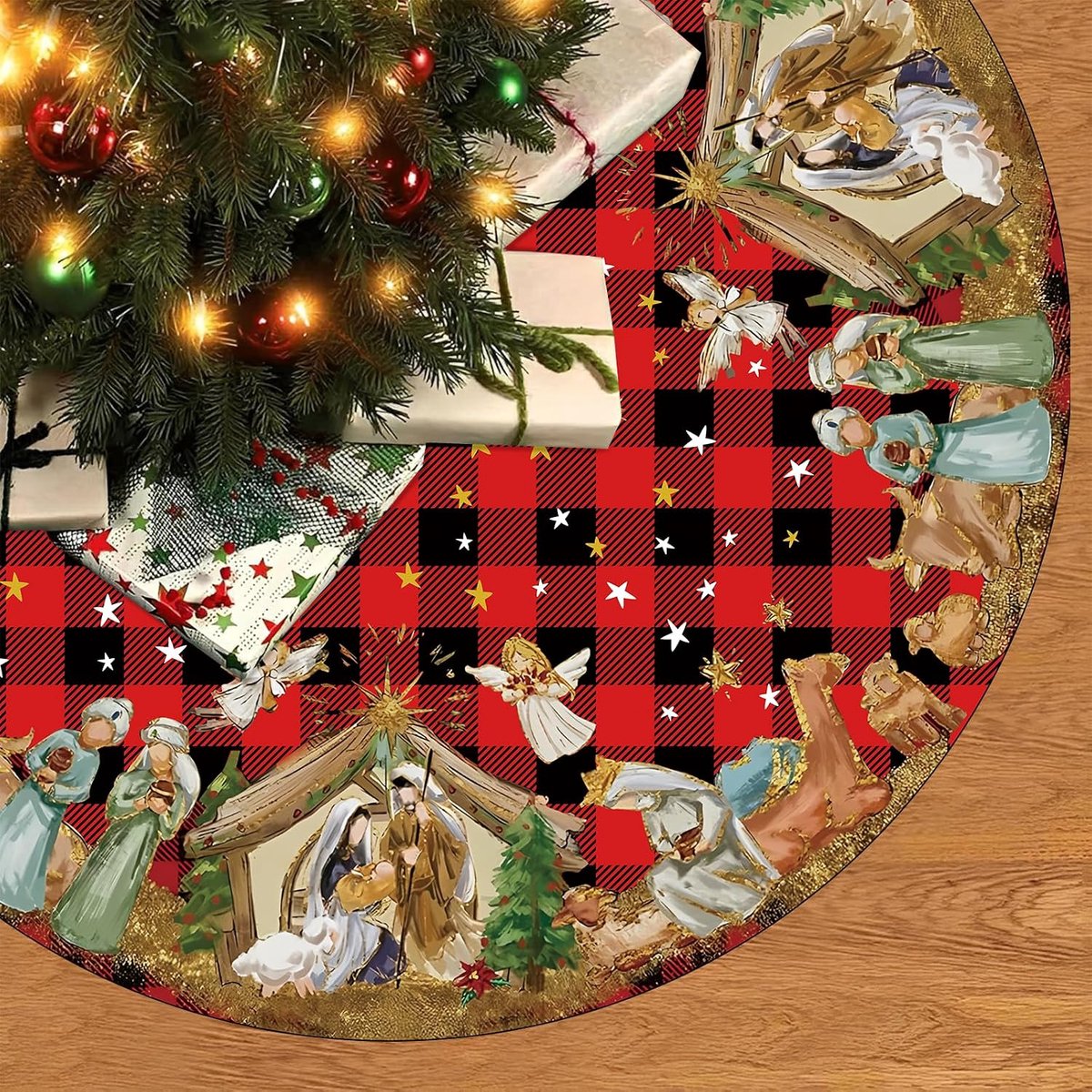 120 cm, kerstboomdeken, rond, kerstboomdeken, tapijt voor kerstboomversiering