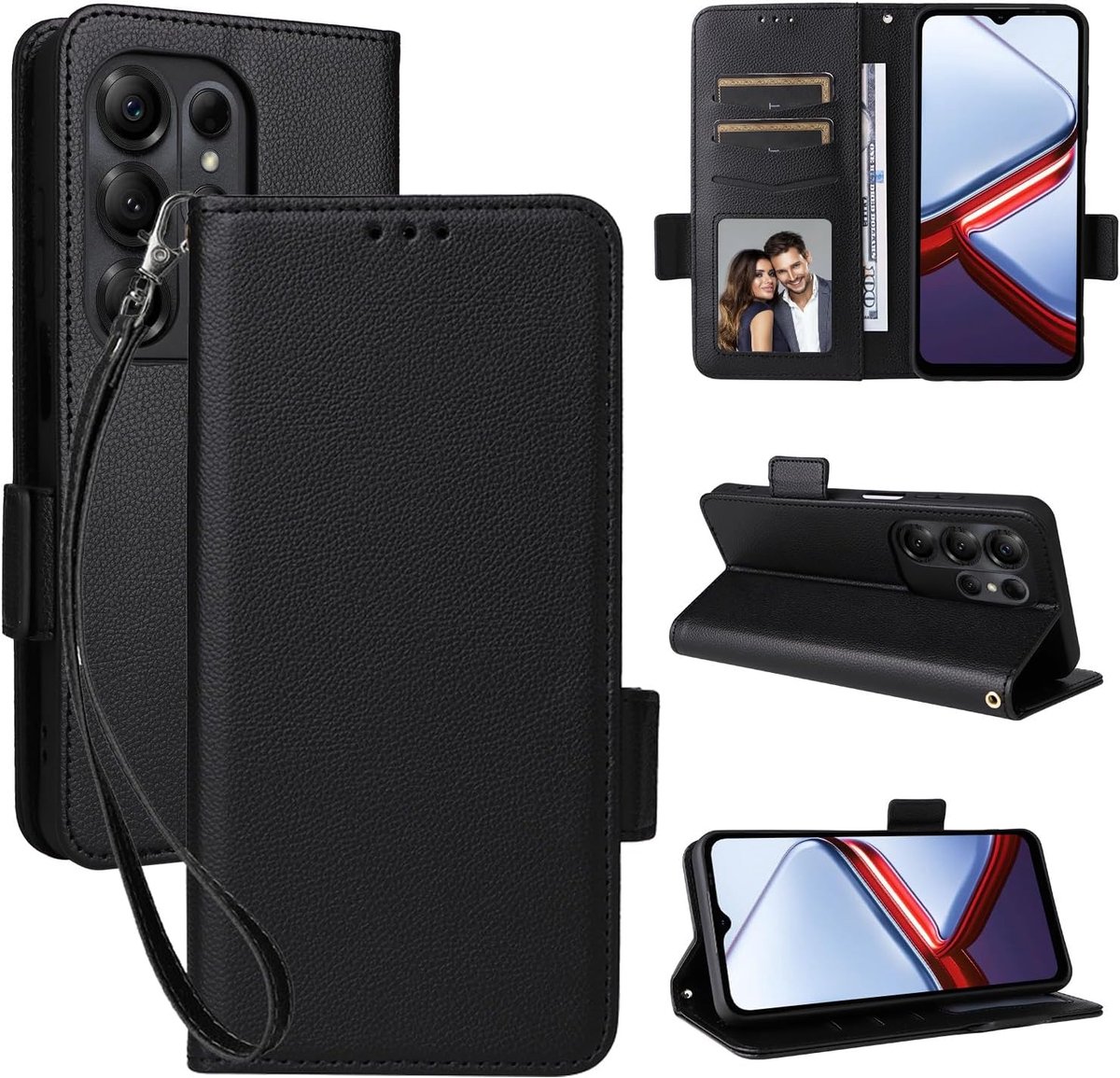 Hoes voor Doogee Note 56X/Note 56X Pro, telefoonhoes met standfunctie, kaartenvak, premium lederen beschermhoes met tas, portefeuille, magneetsluiting, stootvaste klaphoes
