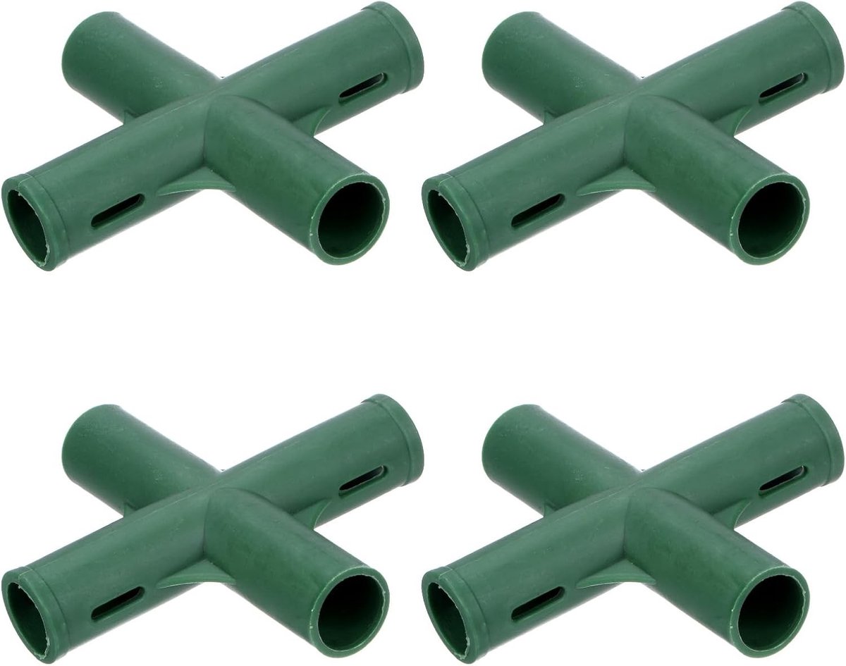 4-delige 19mm Kweekkas Frame Verbindingen, 4-Weg Platte Pijp Fitting voor Druivenrek, Schaduwschuur en Tuinplanten Steunen, Kweekkas Accessoires voor Tuinieren