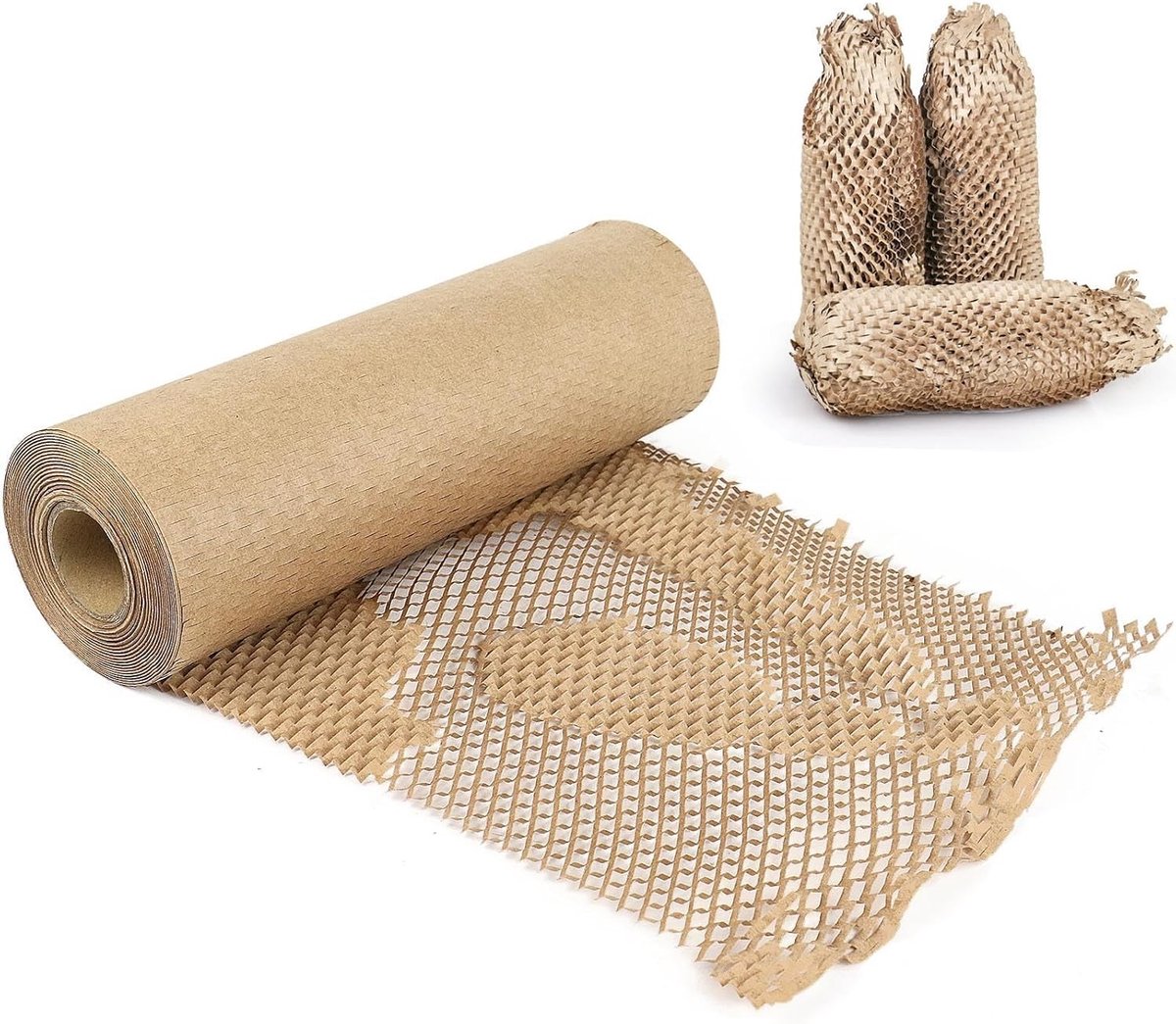 Honeycomb Papier 30cm x 50m - Bruin Inpakmateriaal - Duurzaam Alternatief voor Plastic Verpakking, Verzend- en Verhuisoplossingen, Opvulmateriaal
