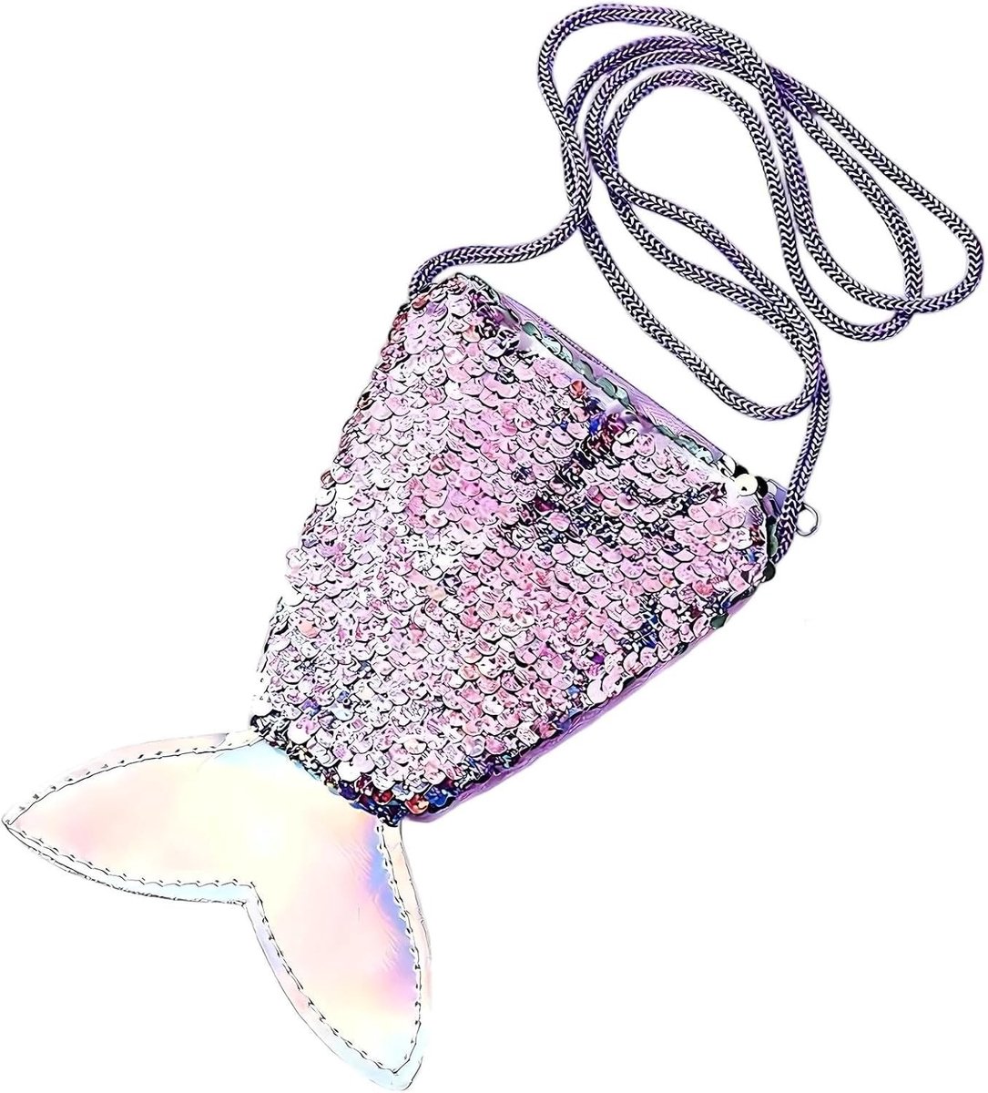 Mini Zeemeermin Schoudertas met Pailletten – Roze Glitter Handtas 16x10.5 cm – Perfect Cadeau voor Meisjes, Verjaardag en Feestjes