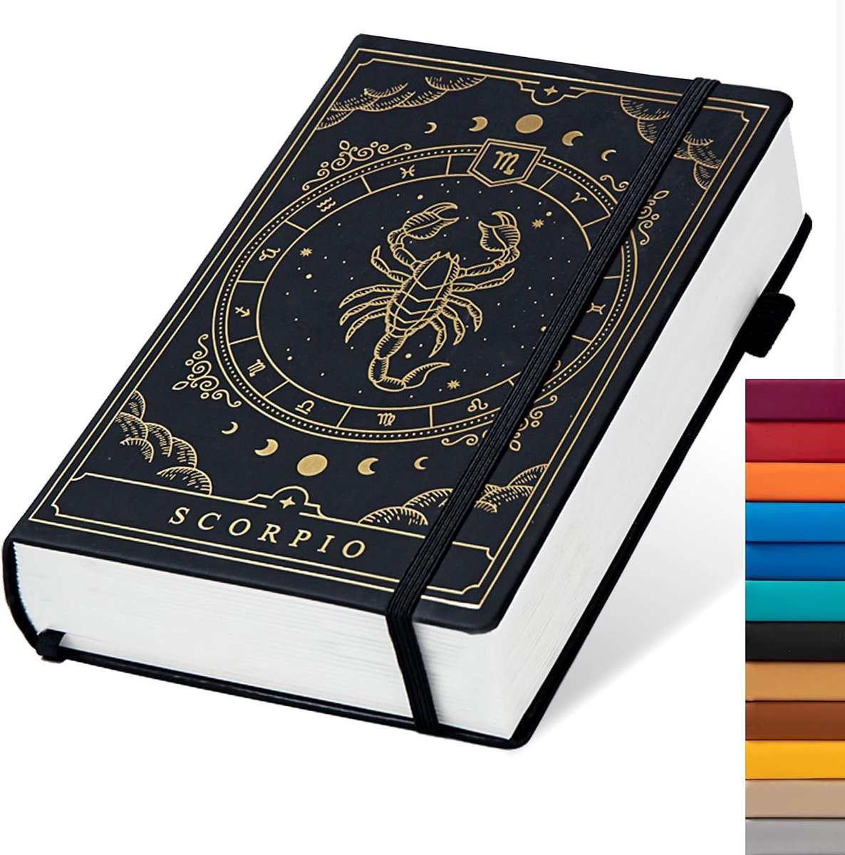 Leren notitieboek - Scorpio - A5 (21,5 x 14,5 cm) - Hardcover met Gestippeld 100gsm Papier - Geschikt voor Dagelijks Gebruik