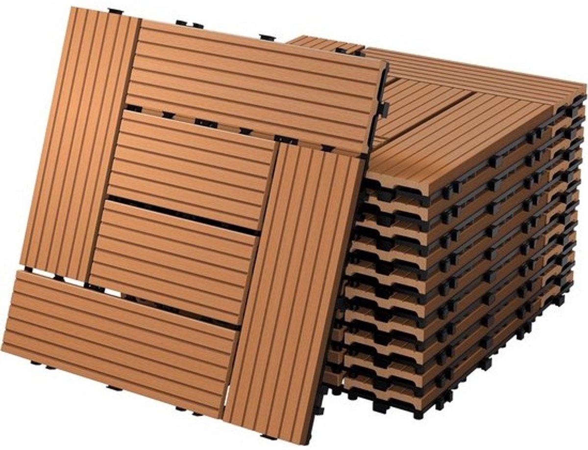 WPC Terrastegels 30x30 cm Kliksysteem | 4 m² Lichtbruin Mozaïek Houtlook