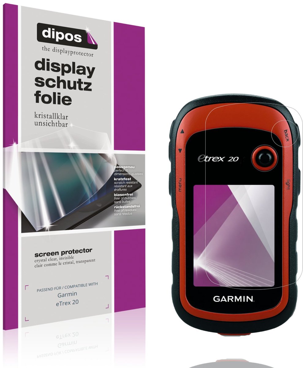 dipos – 2x Beschermfolie geschikt voor Garmin eTrex 20 | Krasbestendige & heldere Screenprotector Ultra-Thin