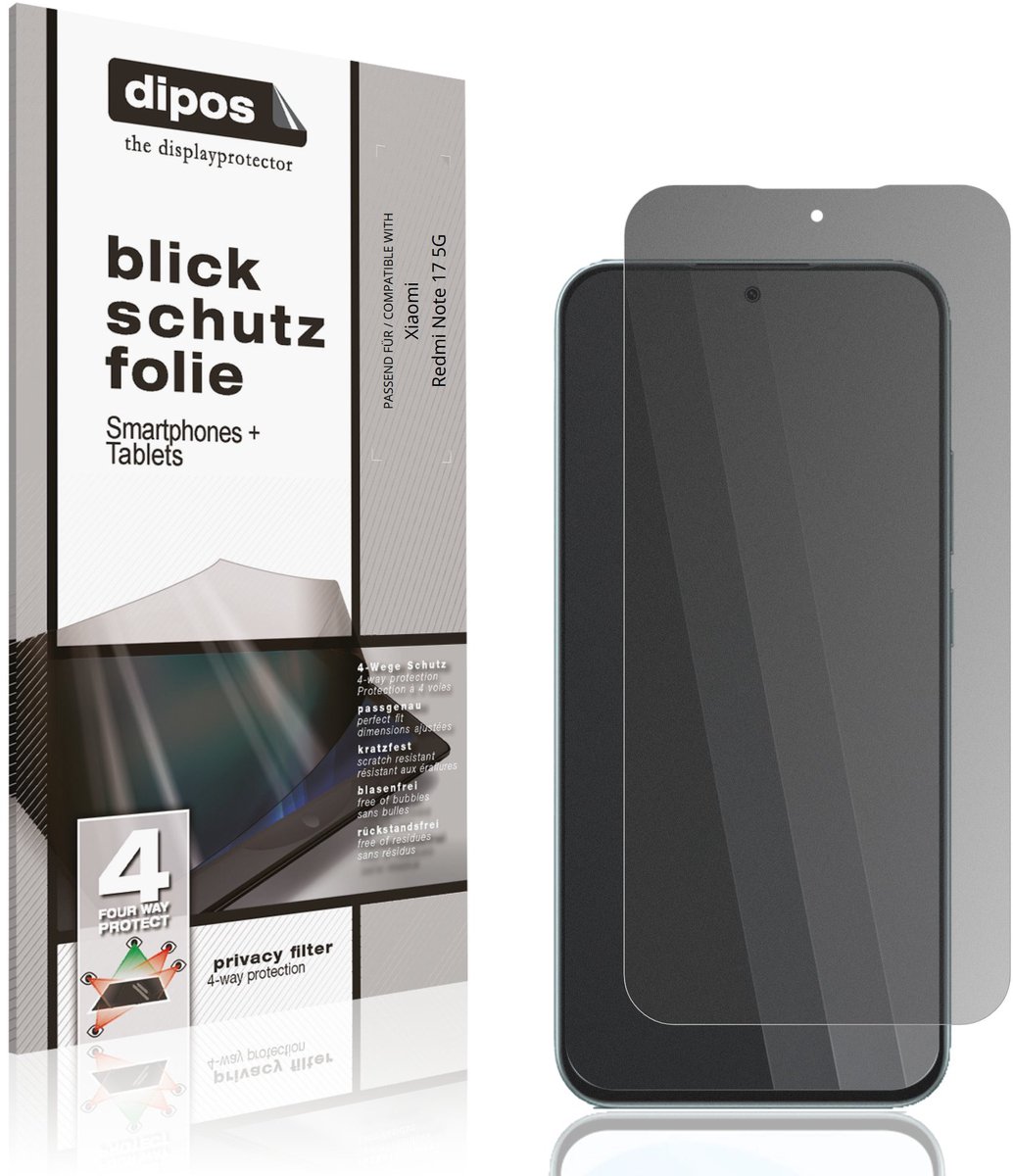 dipos – Matte Privacy Screenprotector geschikt voor Xiaomi Redmi Note 17 5G | Anti-Spy Beschermfolie