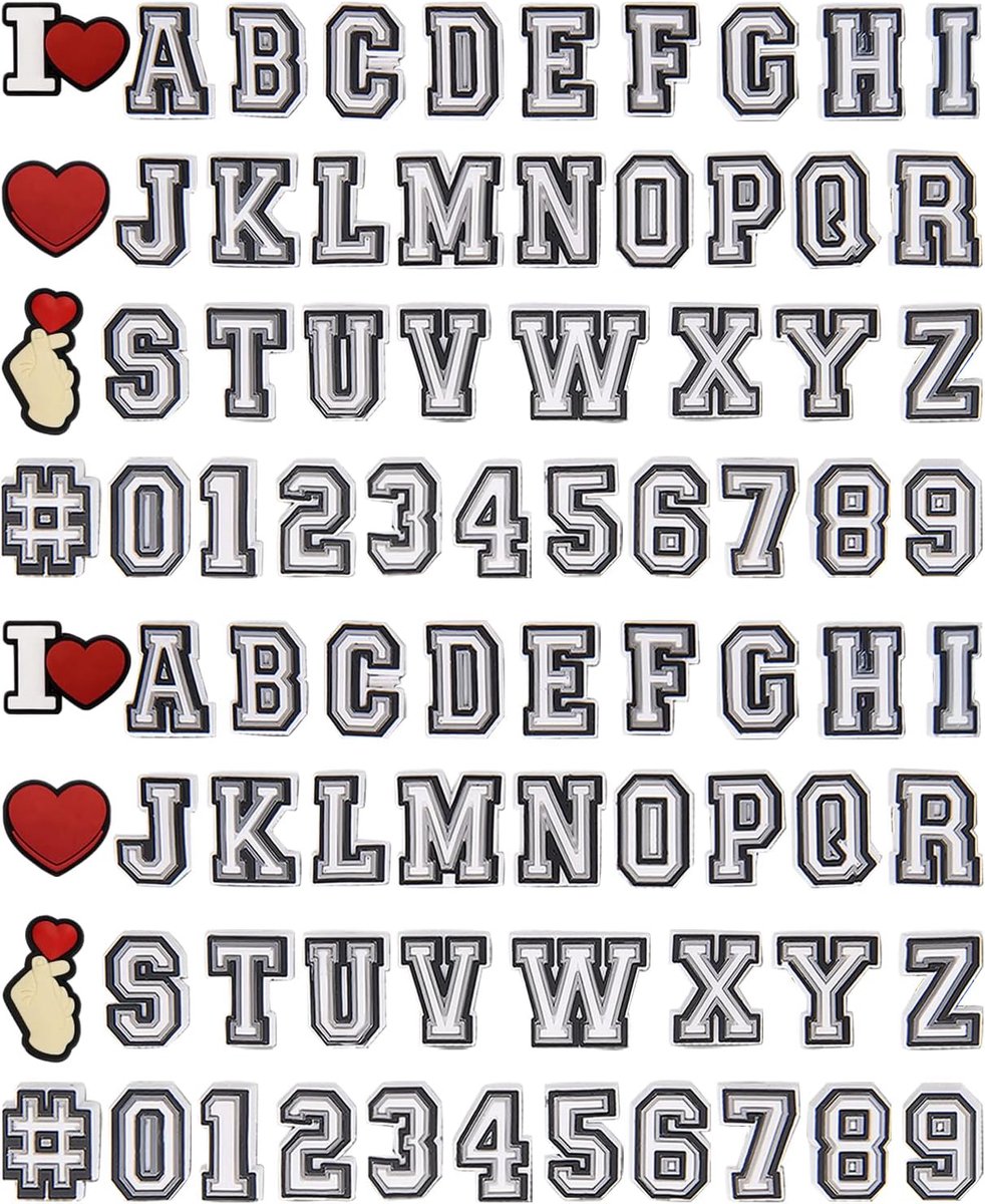 80 stuks Letter Charms voor klompen sandalen schoen decoratie 0-9 # nummer, alfabet ABC-Z Letter, DIY schoenen pinnen voor jongen meisje tieners mannen vrouwen en volwassenen
