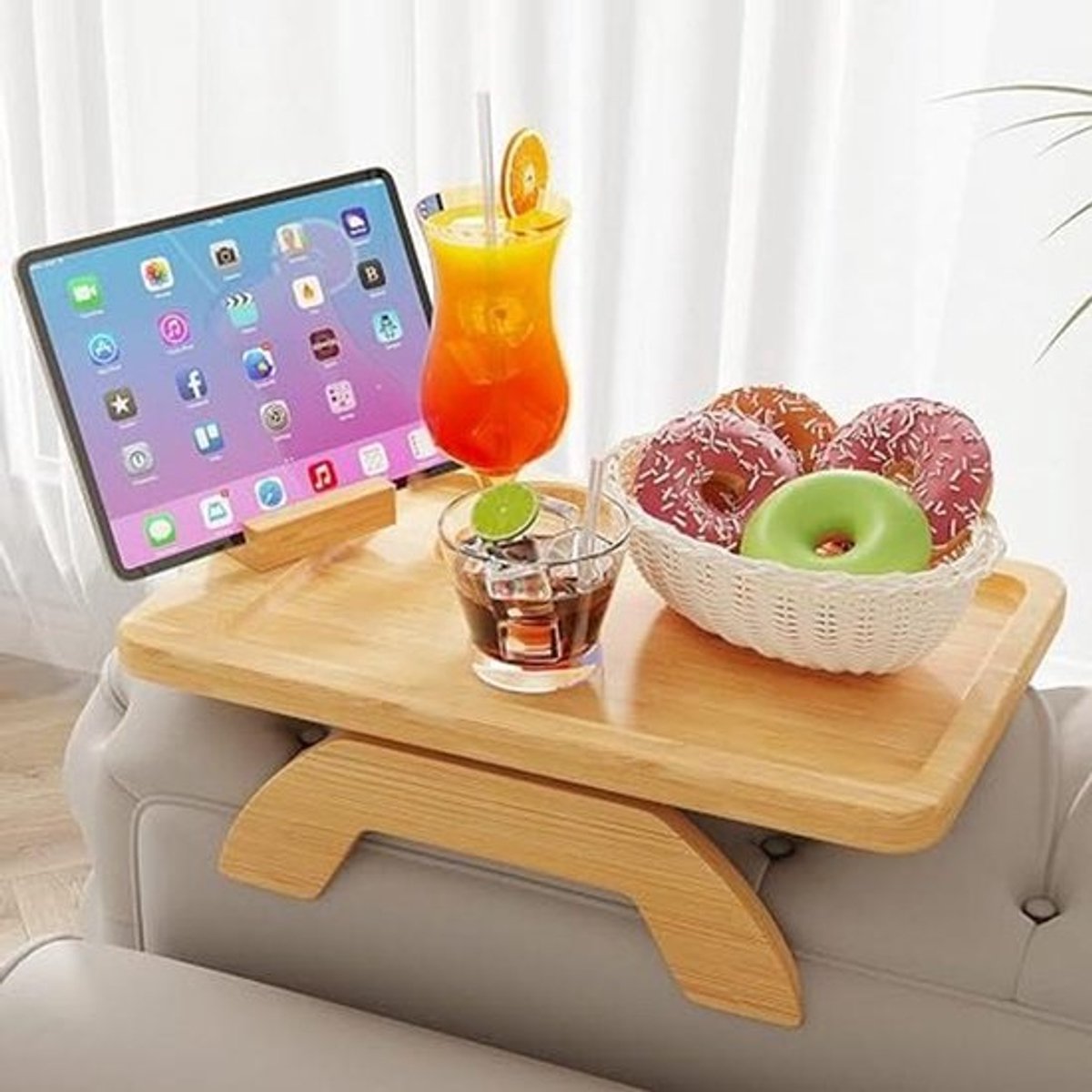 fauteuil tafel opvouwbare rechthoekige bank met armleuning en lade