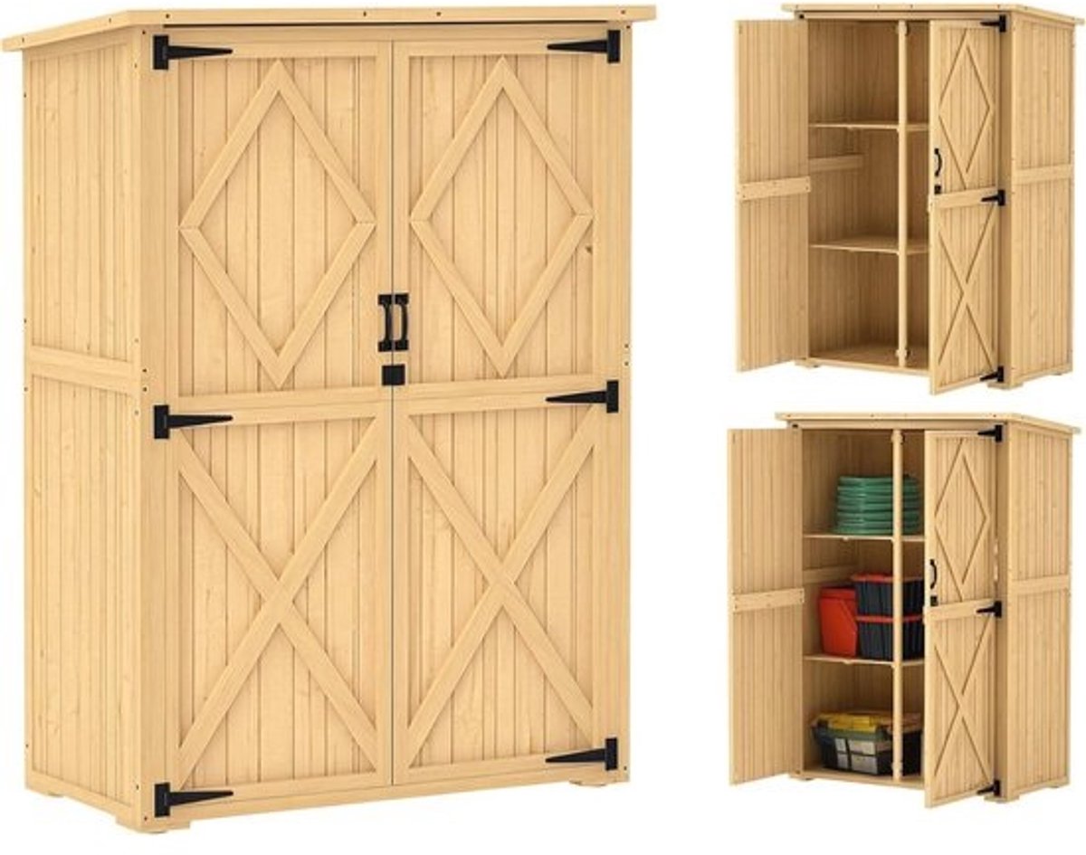 Houten Gartenschrank met Doppeltür en Asfalt-Dak - Weerbestendig en Ruimtebesparend