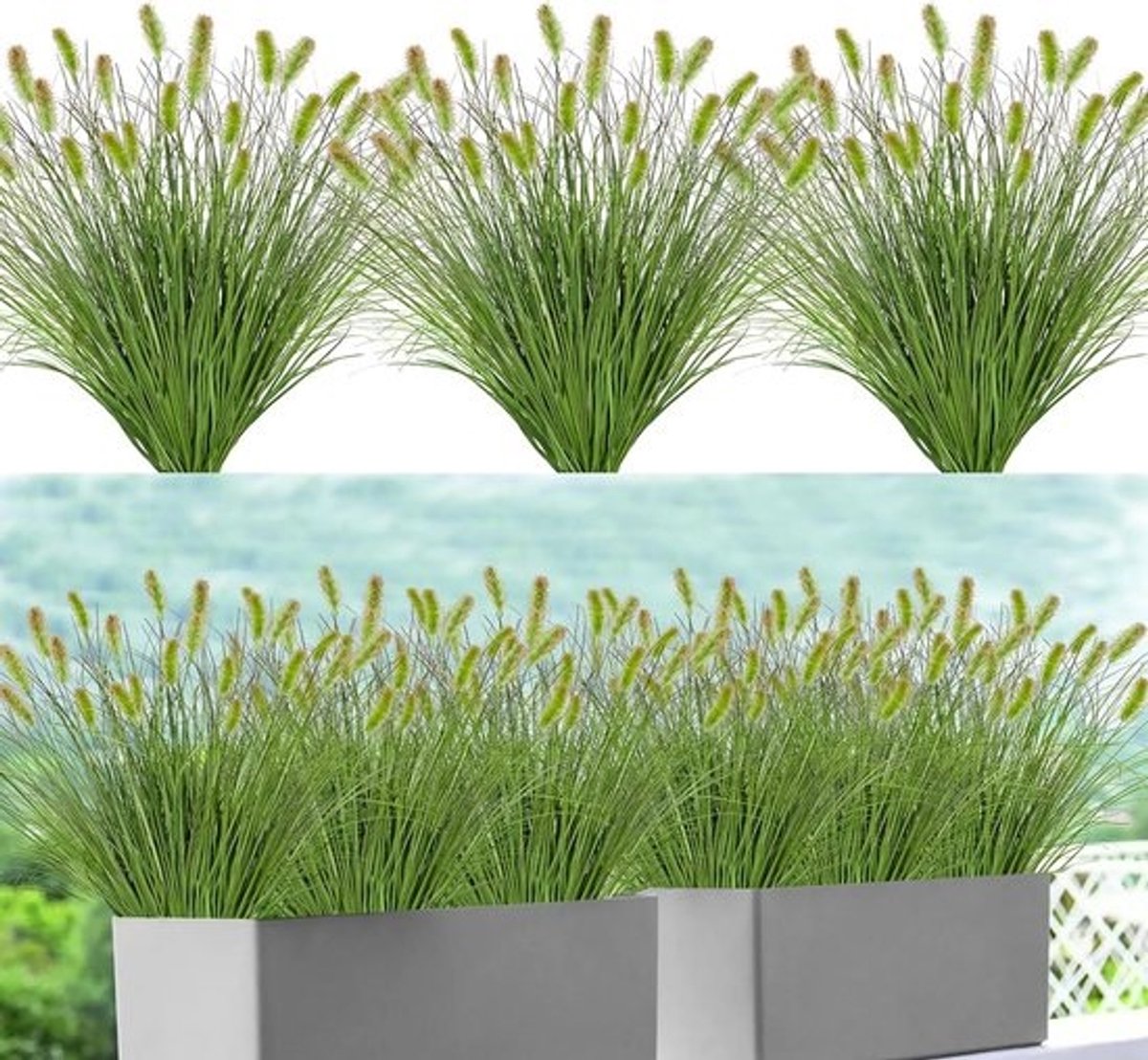 10 Bundels Kunstgras Vossenstaart Planten 43CM UV-bestendig Kunstplanten voor Buiten en Binnen