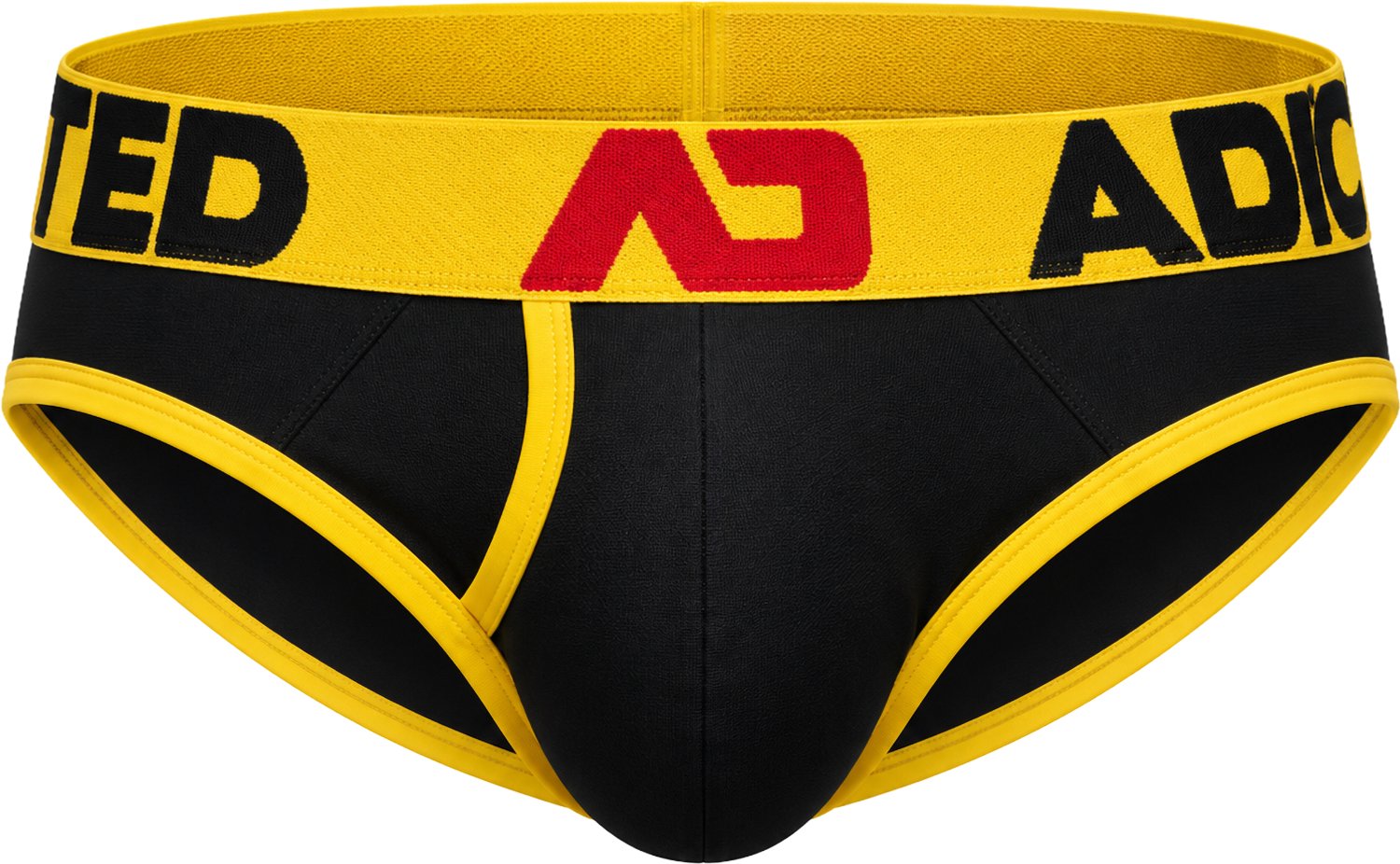 ADDICTED Open Fly Cotton Brief Black/Yellow - MAAT XL - Heren Ondergoed - Slip voor Man - Mannen Brief