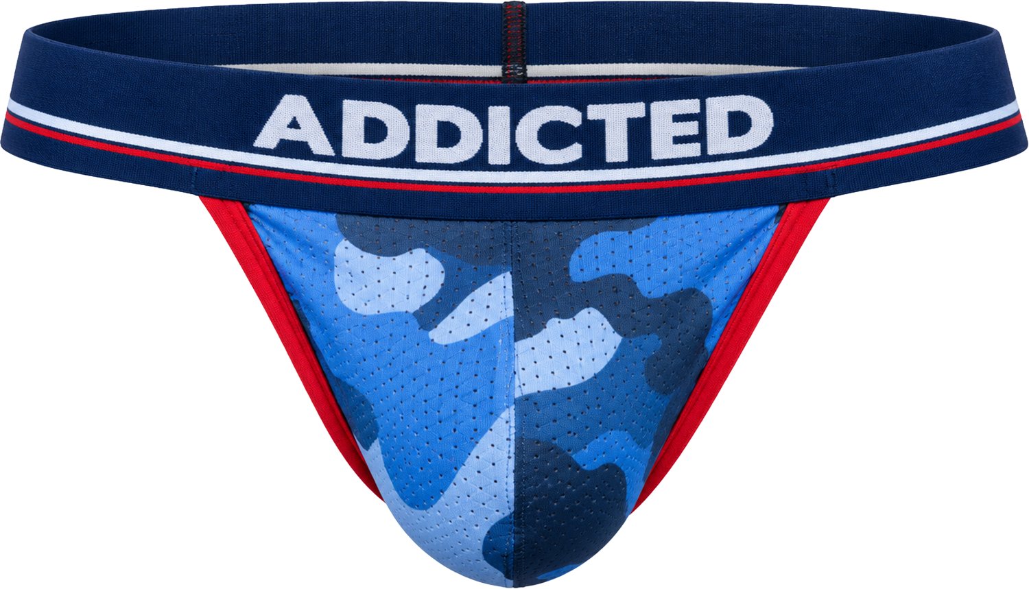 ADDICTED Camo Mesh Push Up Thong Navy - MAAT L - Heren Ondergoed - String voor Man - Mannen Thong