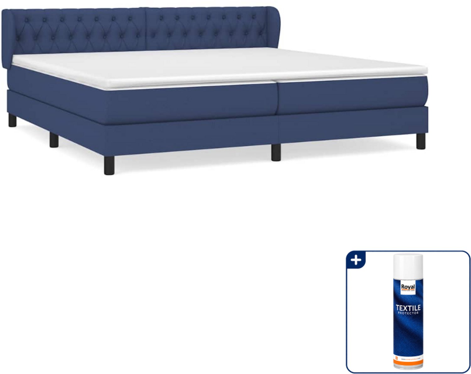 vidaXL boxspring - 200 x 200 cm - blauw - Inclusief textielbeschermer 500 ml