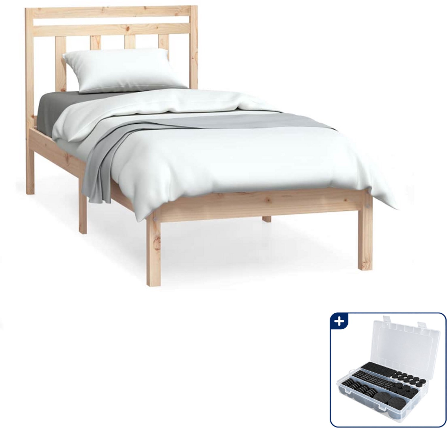 vidaXL bedframe - 75 x 190 cm - massief grenenhout - Inclusief antikrasvilt 177-delig Bruin