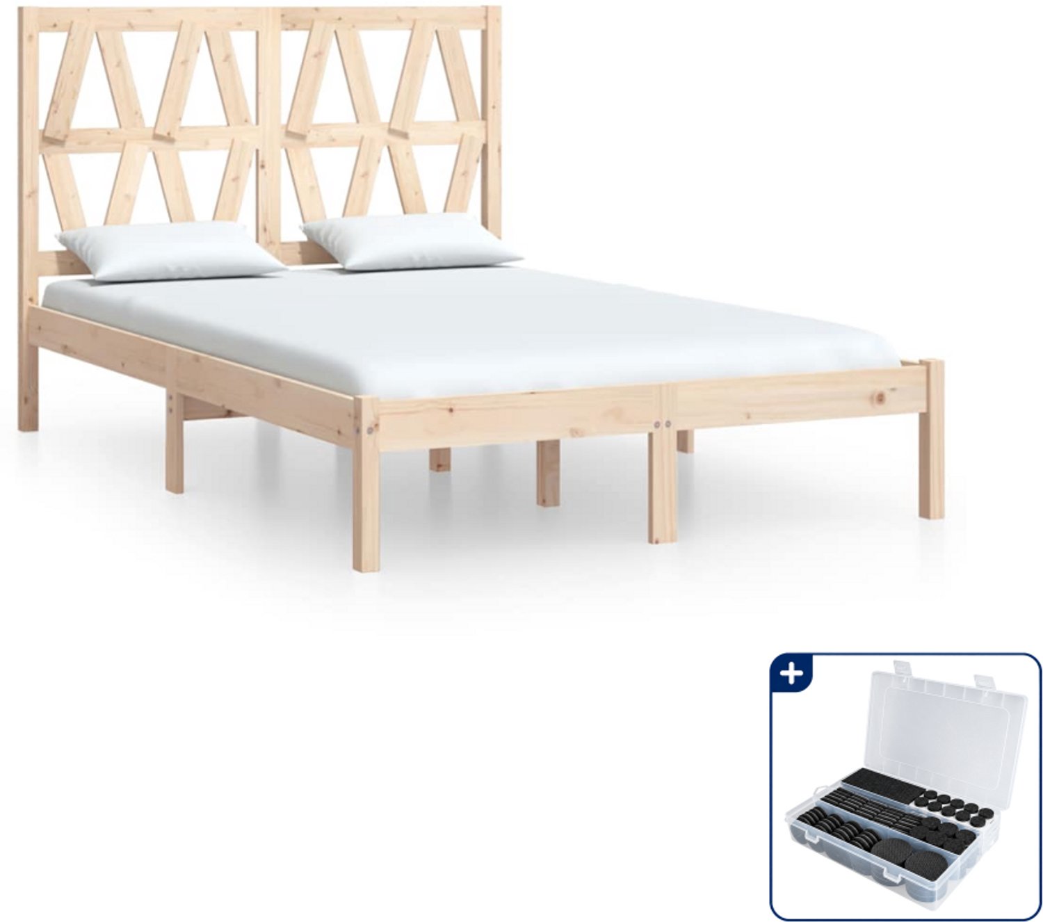 vidaXL bedframe - 120 x 200 cm - massief grenenhout - Inclusief antikrasvilt 177-delig Crème