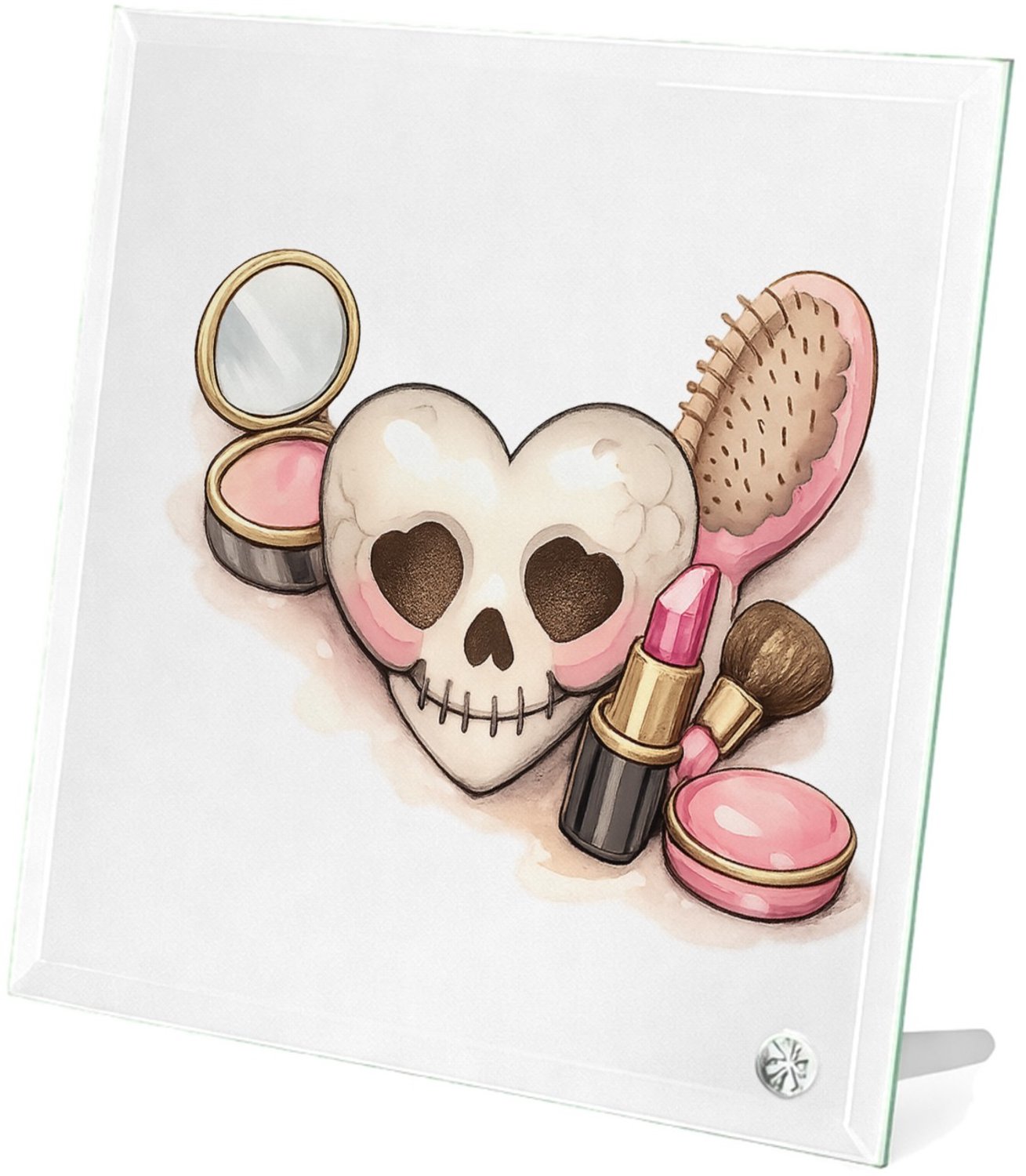 Mr Cadeautjes Glasframe 20 x 20 - design Beauty-items in een retro salonsetting met een ondeugende tw | cadeau Wit