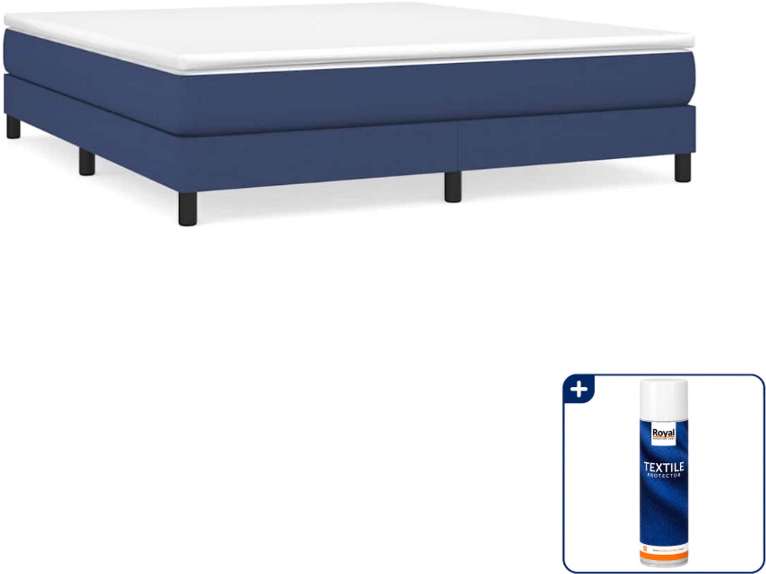 vidaXL Kingsize boxspring bed - 180 x 200 cm - stof - blauw - Inclusief textielbeschermer 500 ml