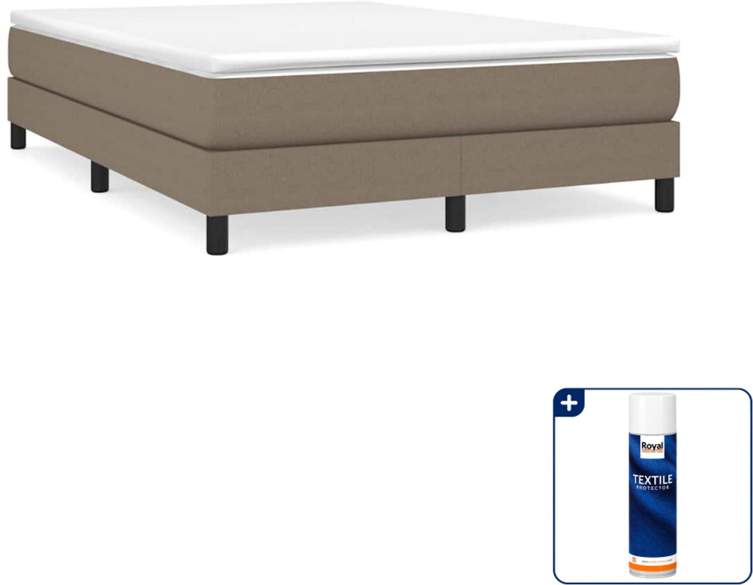 vidaXL boxspring bed Small double - 140 x 200 cm - taupe - Inclusief textielbeschermer 500 ml Grijs